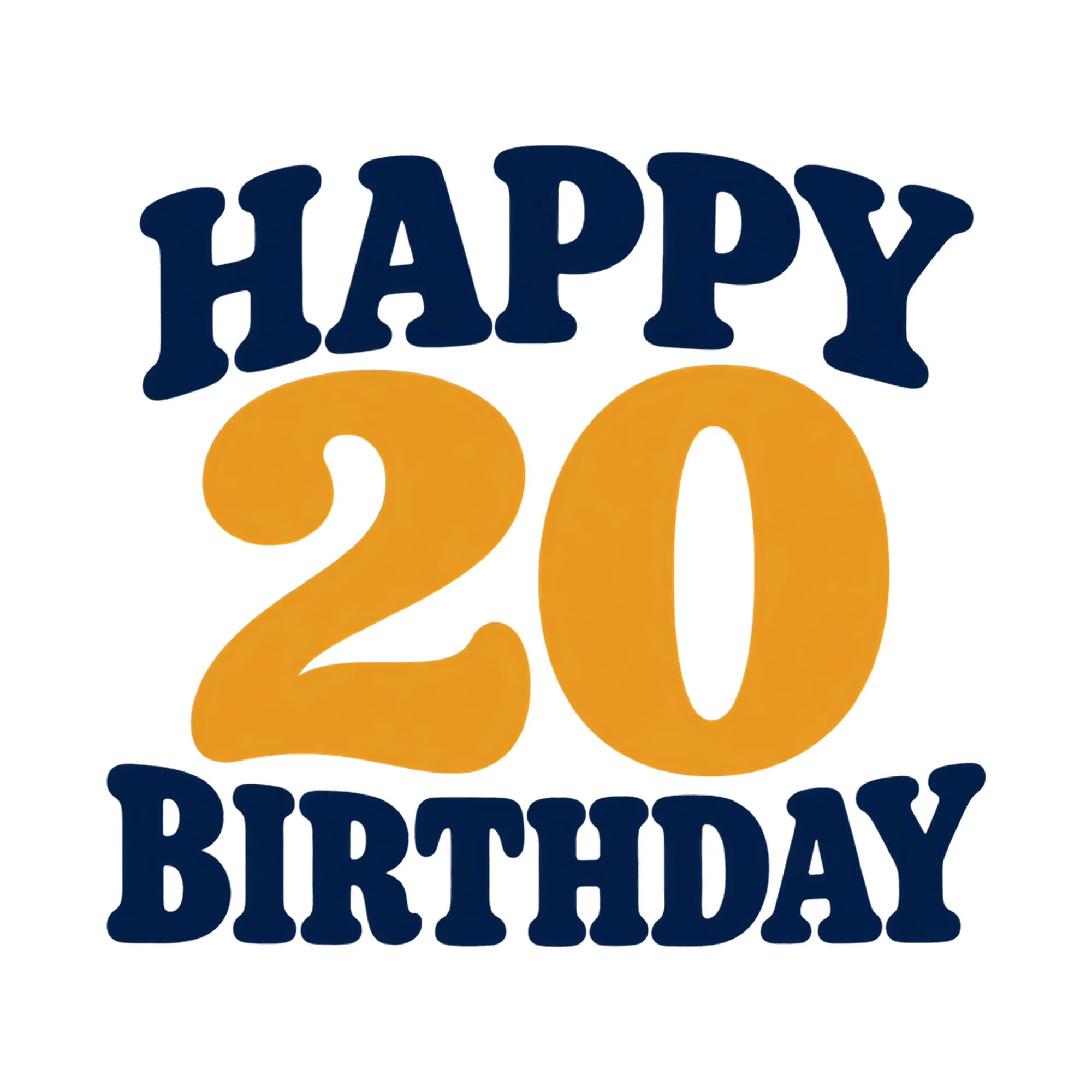 Bügelbild Happy 20 Birthday, Geburtstagsshirt Spruch als Grafik auf weißem Hintergrund (BB017823)
