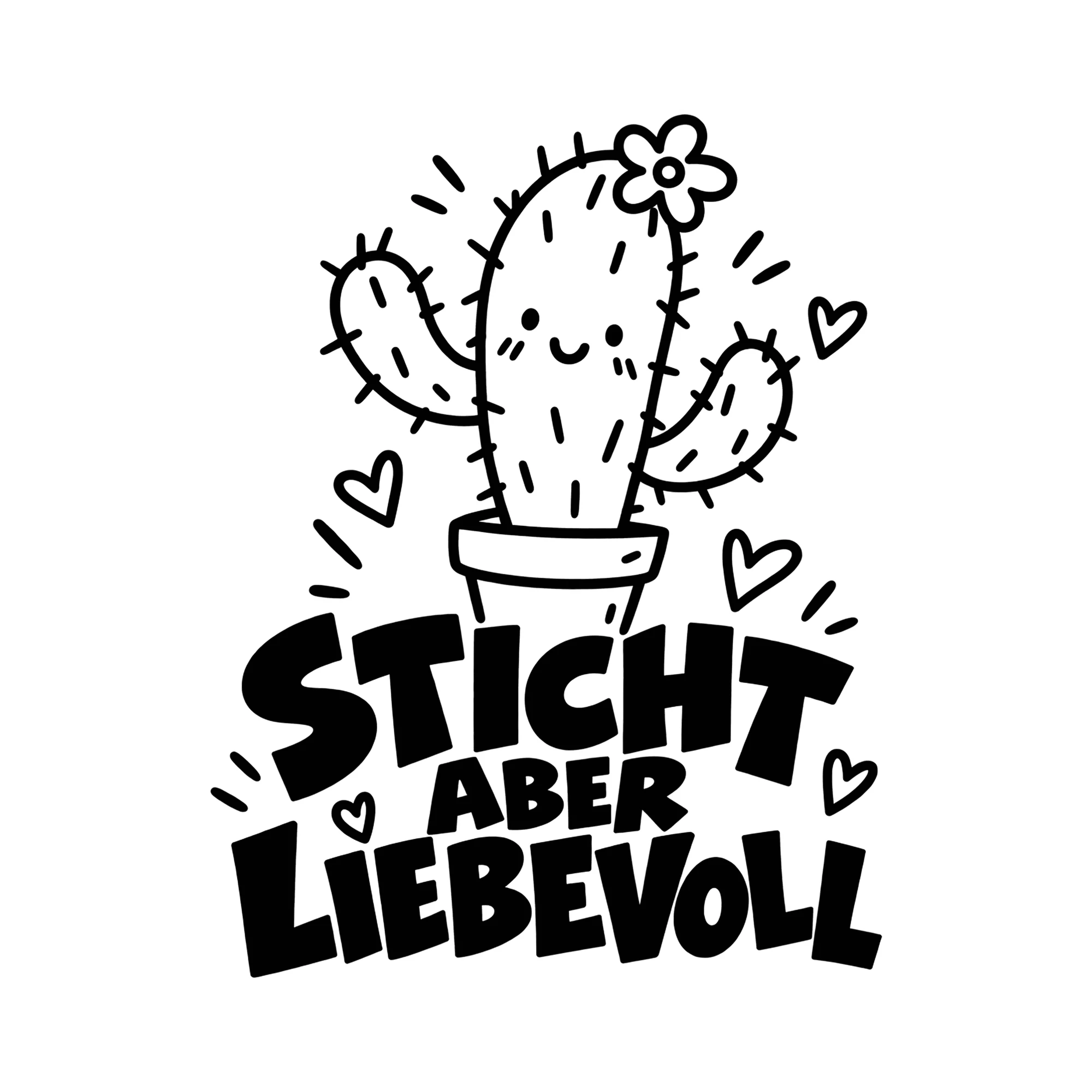 Bügelbild Sticht aber liebevoll als Grafik auf weißem Hintergrund (BB013416)