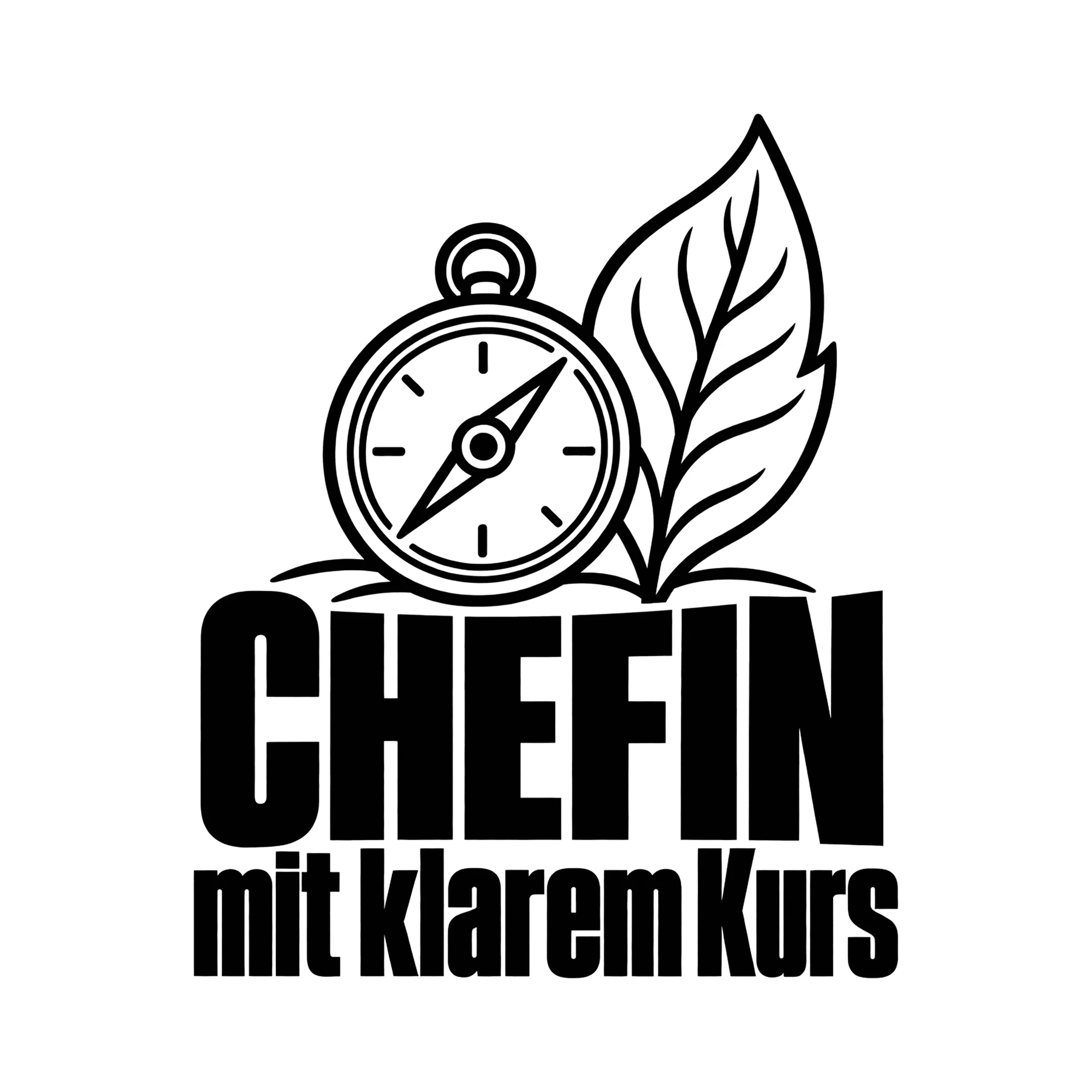 Bügelbild Chefin mit klarem Kurs als Grafik auf weißem Hintergrund (BB011729)
