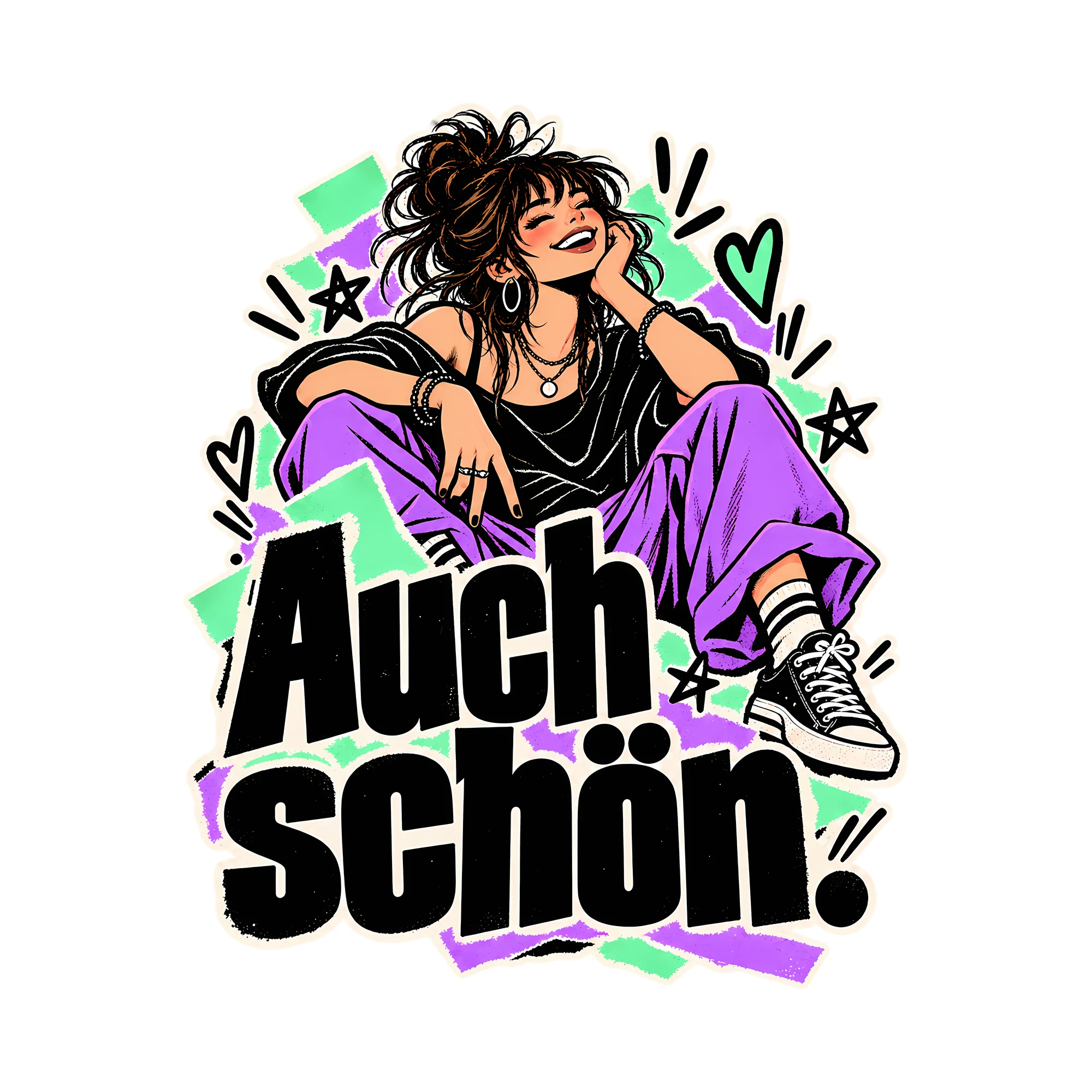 Bügelbild Auch schön., Lustiger Shirt Spruch als Grafik auf weißem Hintergrund (BB014644)
