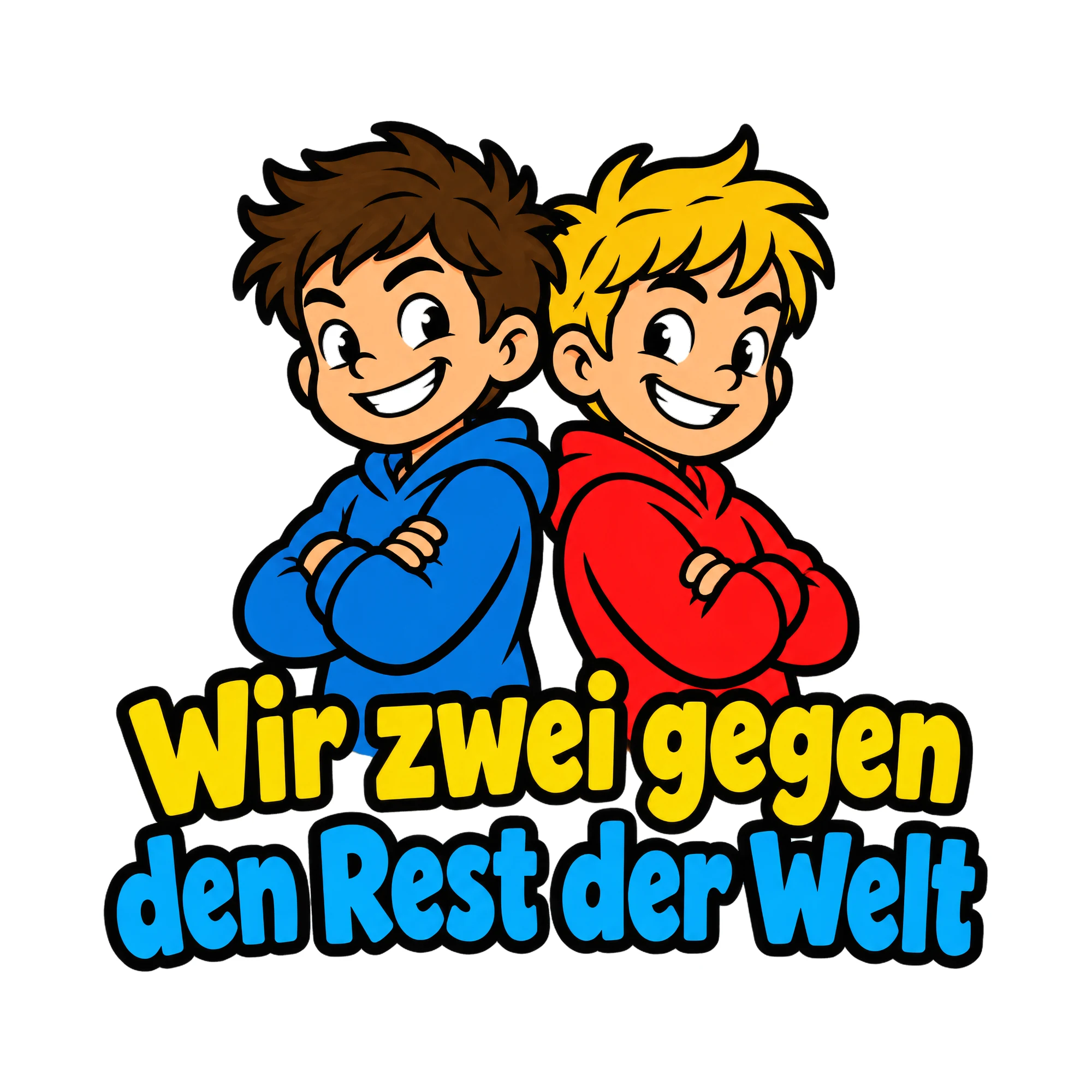 Bügelbild Wir zwei gegen den Rest der Welt als Grafik auf weißem Hintergrund (BB019129)