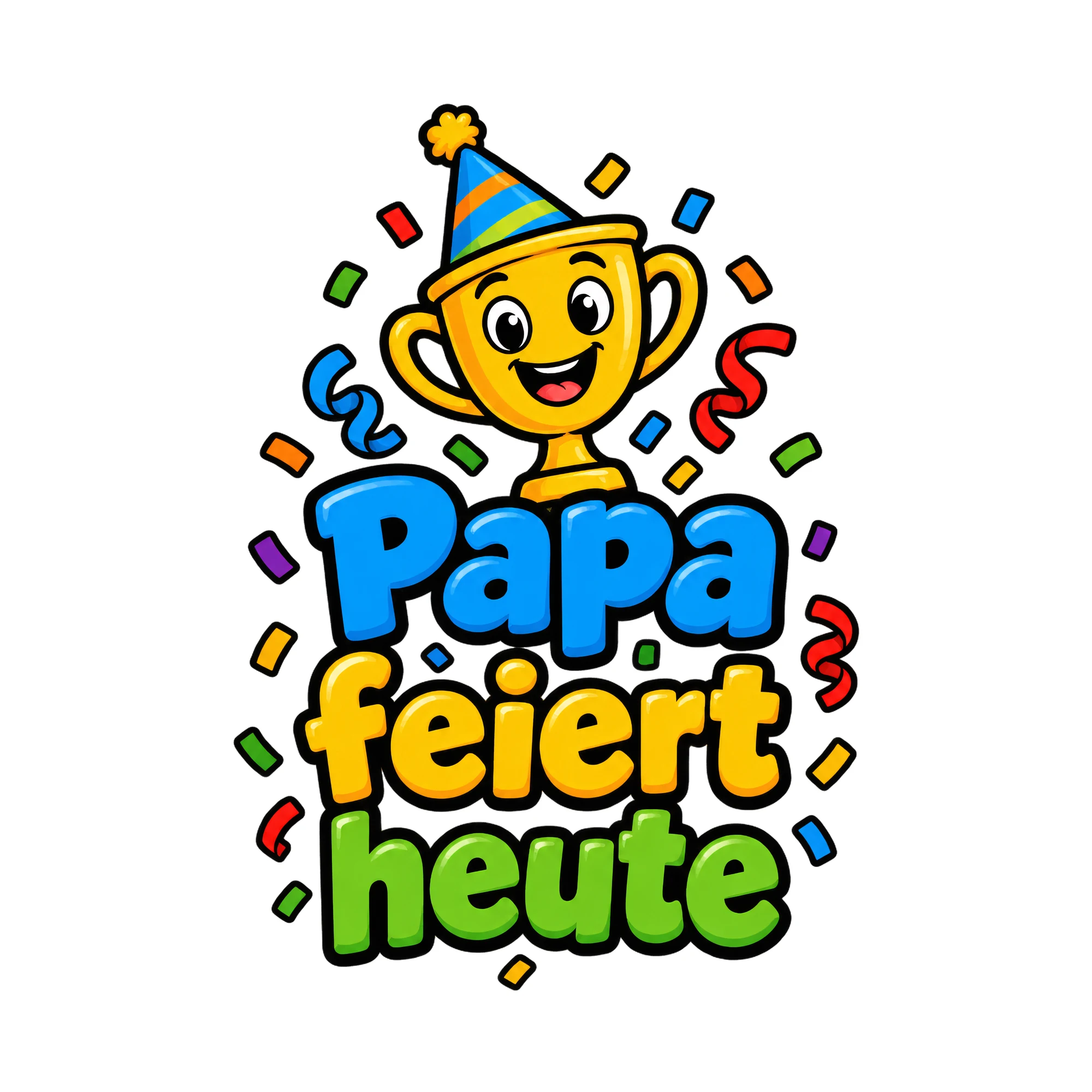 Bügelbild Papa feiert heute als Grafik auf weißem Hintergrund (BB016420)