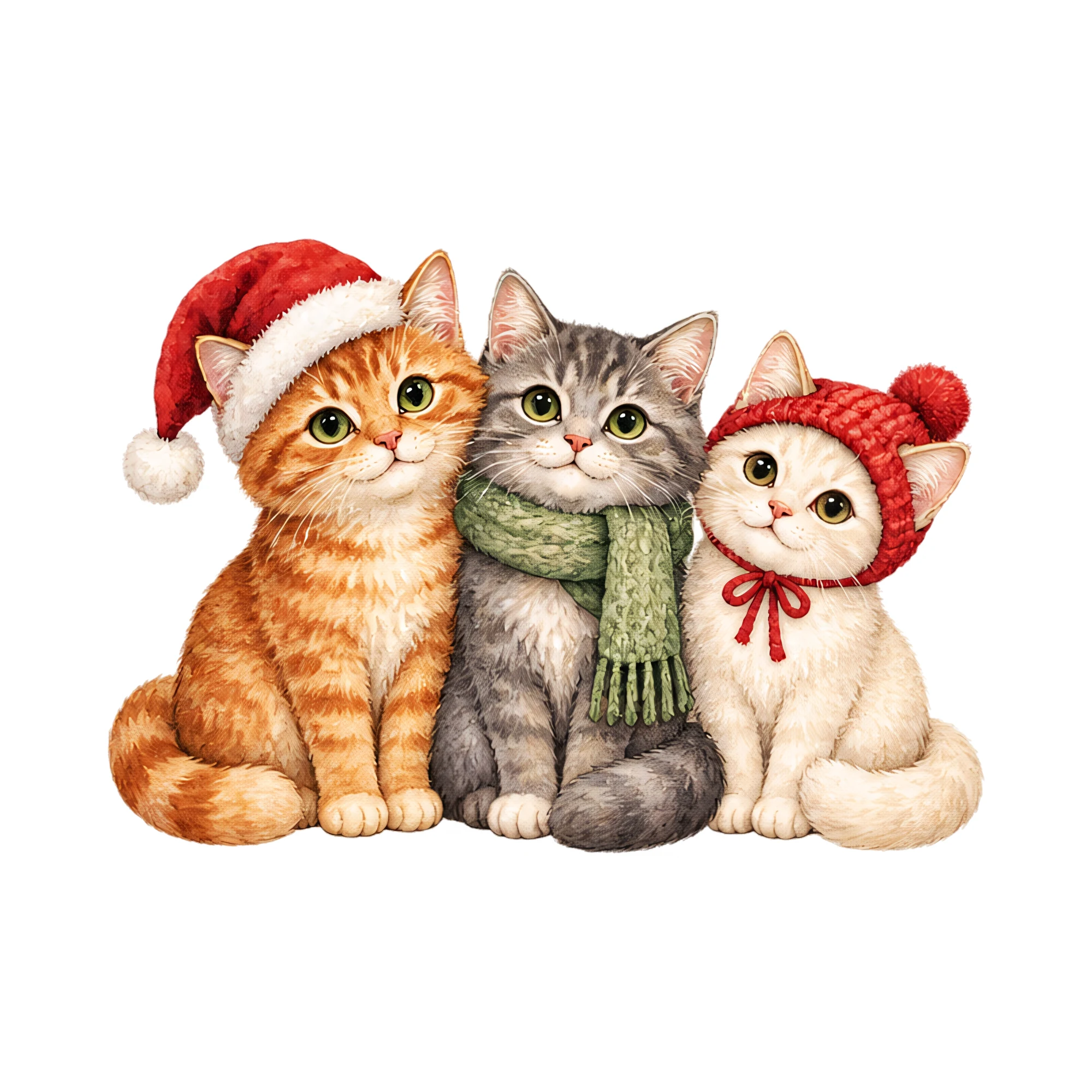 Bügelbild Christmas Cats, Weihnachten Shirt Motiv als Grafik auf weißem Hintergrund (BB014839)
