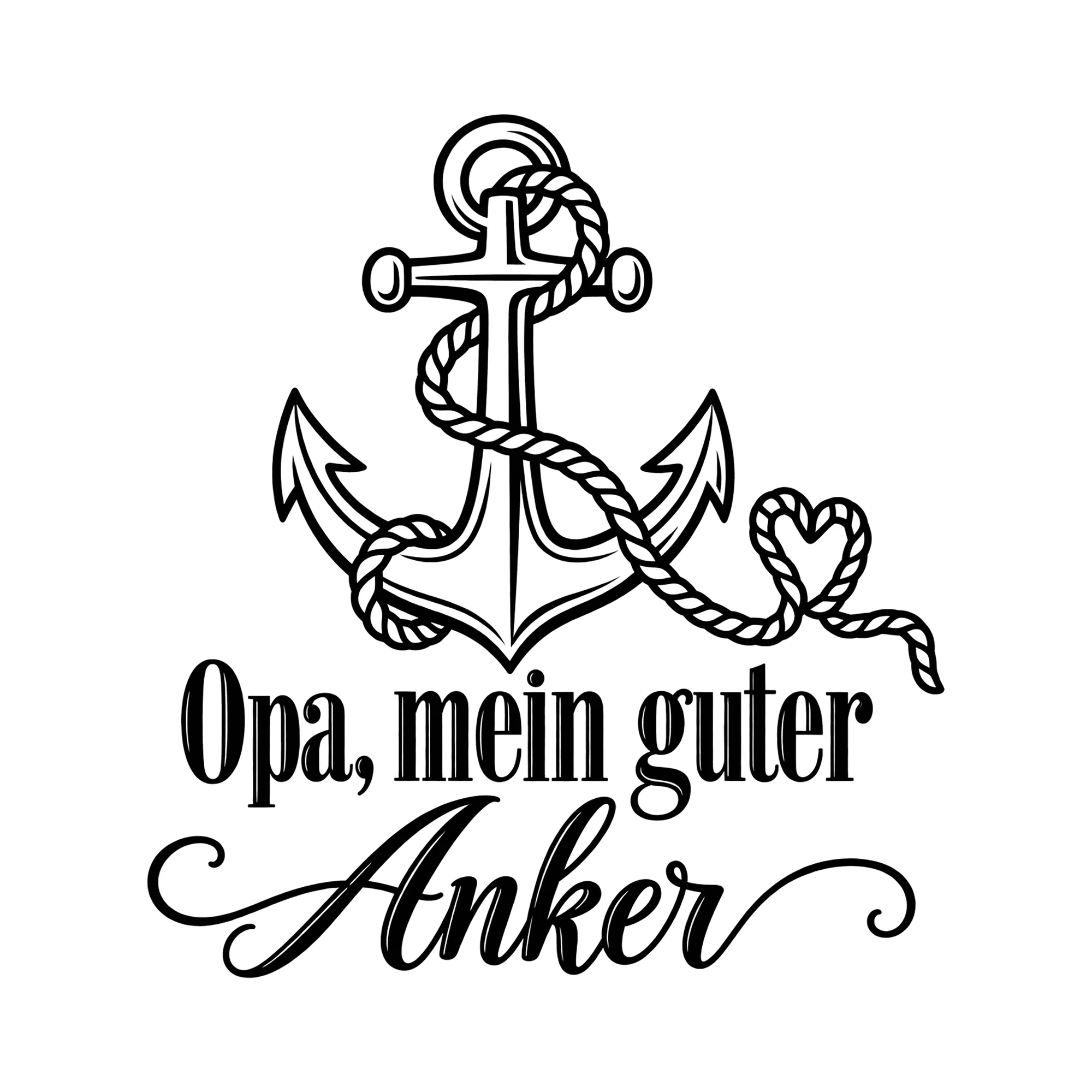 Bügelbild Opa, mein guter Anker als Grafik auf weißem Hintergrund (BB012505)