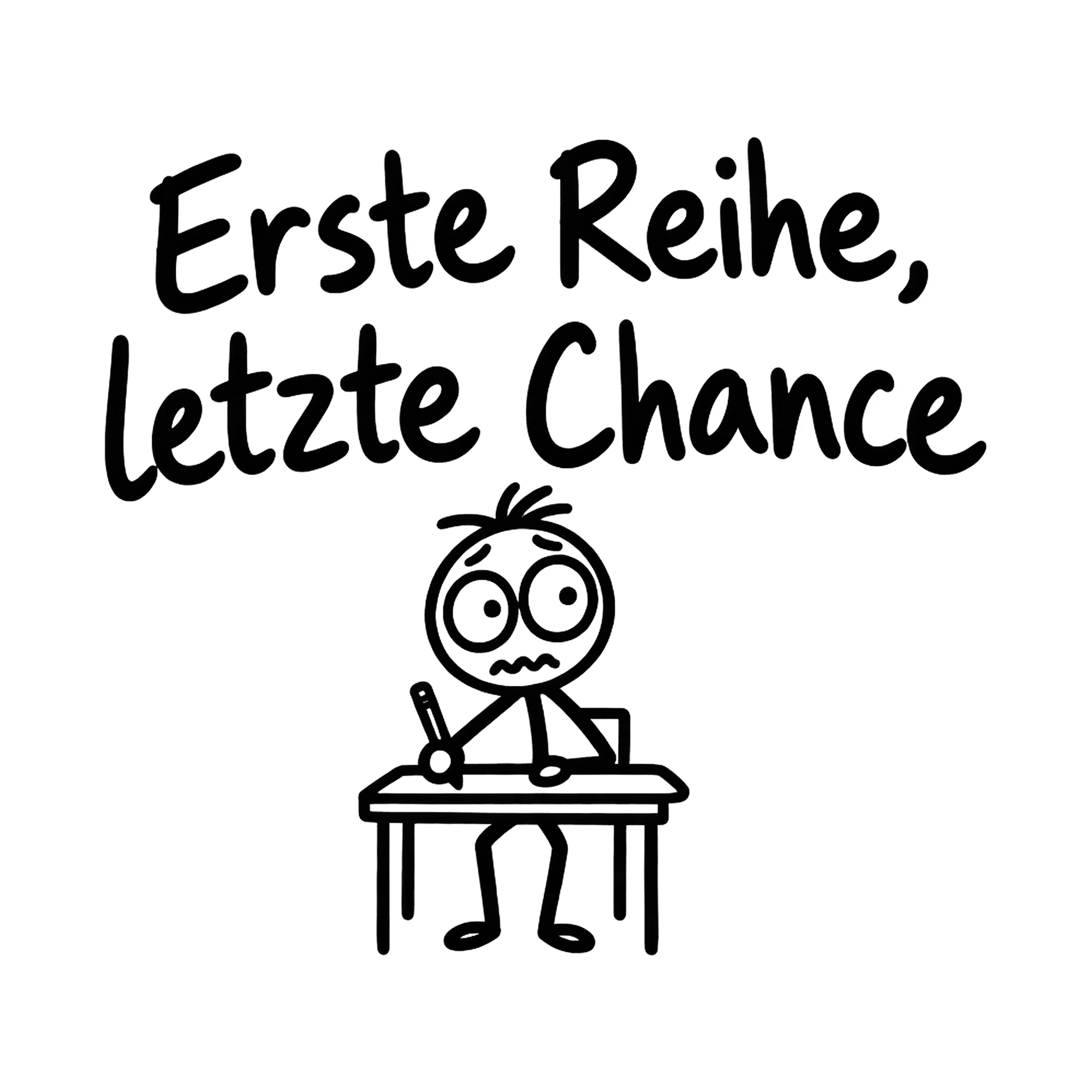 Bügelbild Erste Reihe, letzte Chance, Lustiger Shirt Spruch als Grafik auf weißem Hintergrund (BB016778)