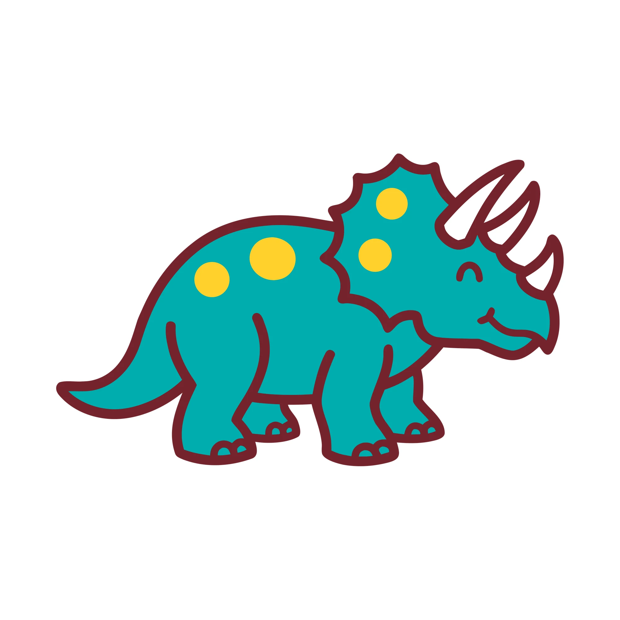 Bügelbild Dino Triceratops als Grafik auf weißem Hintergrund (BB010313)