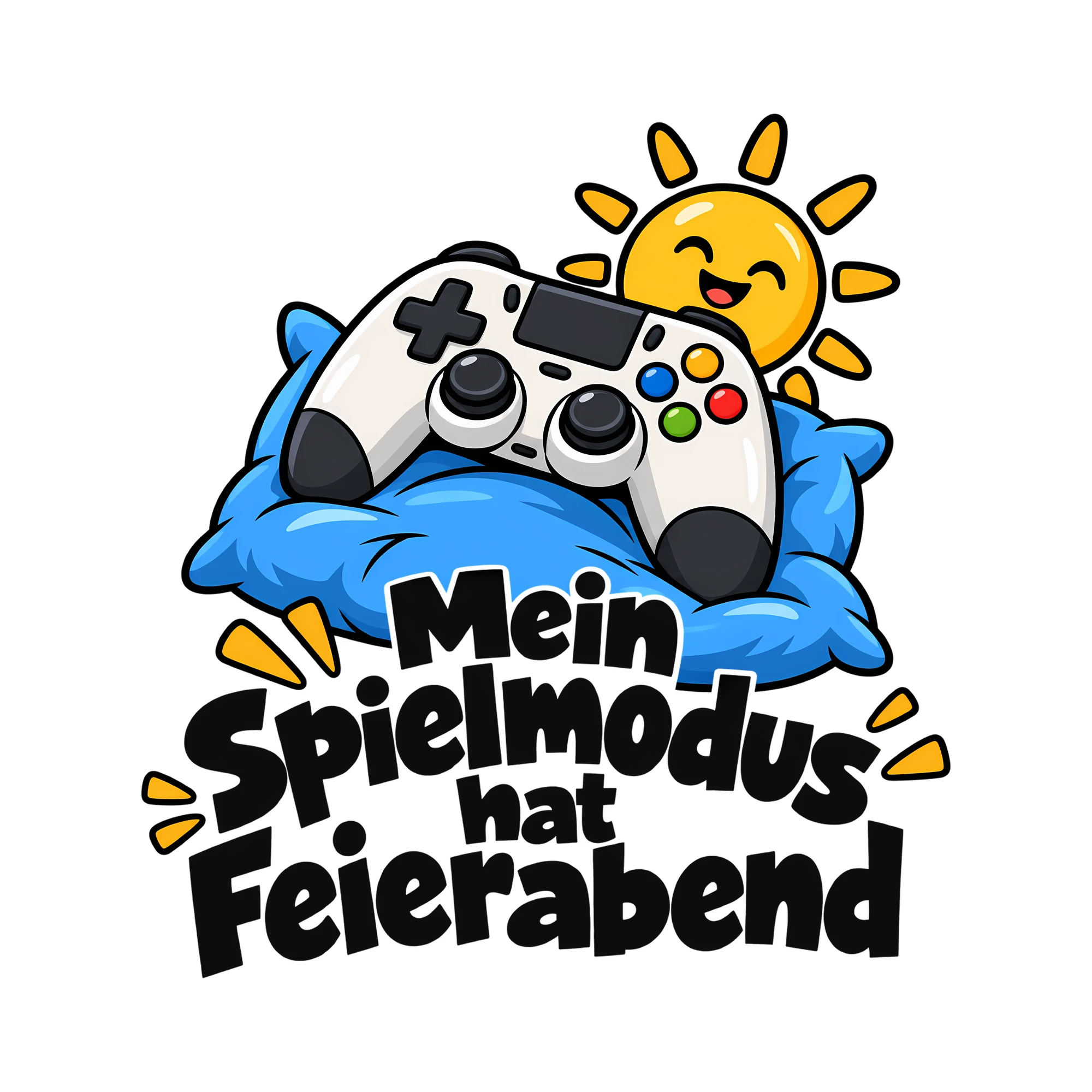 Bügelbild Mein Spielmodus hat Feierabend als Grafik auf weißem Hintergrund (BB013080)