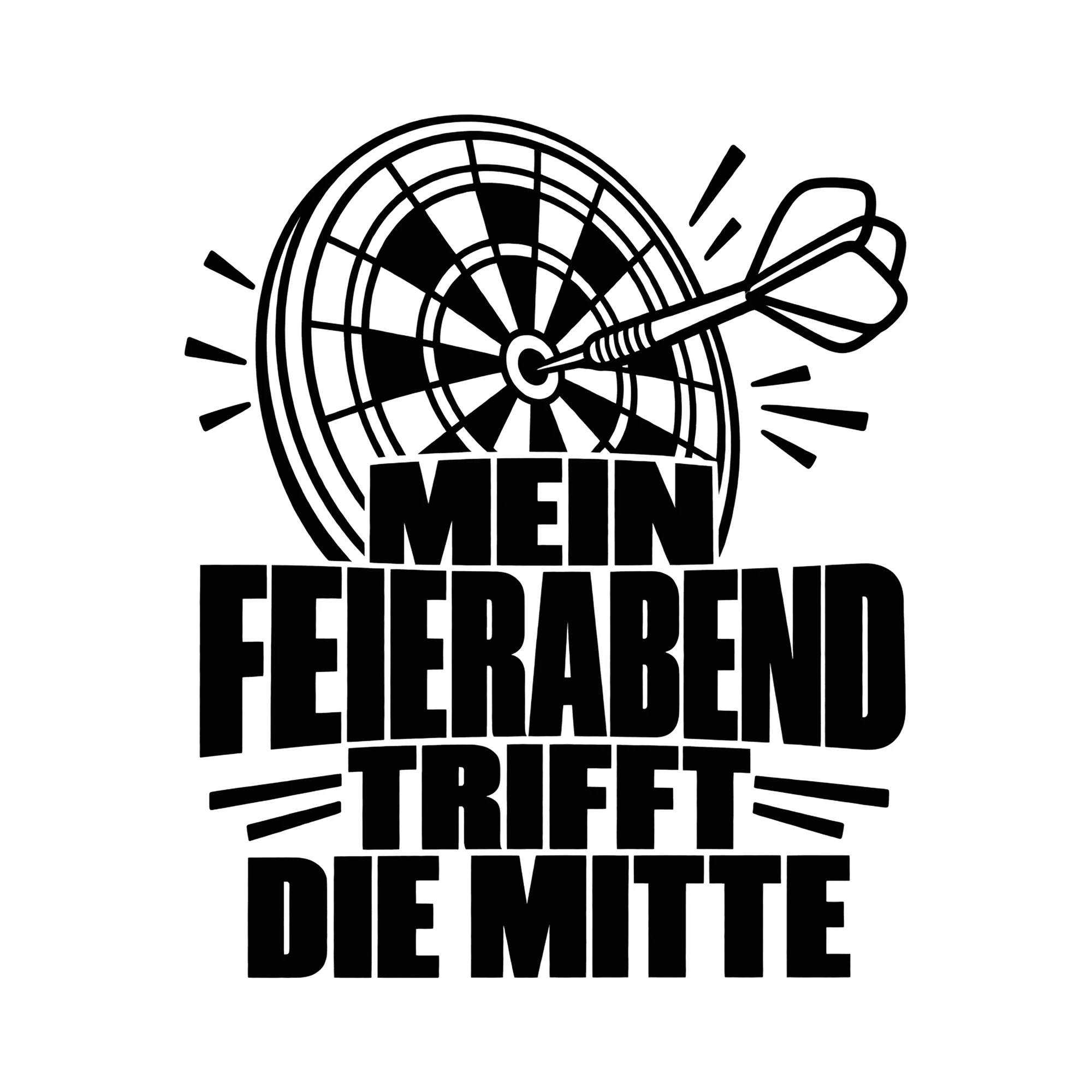 Bügelbild MEIN FEIERABEND TRIFFT DIE MITTE als Grafik auf weißem Hintergrund (BB013789)