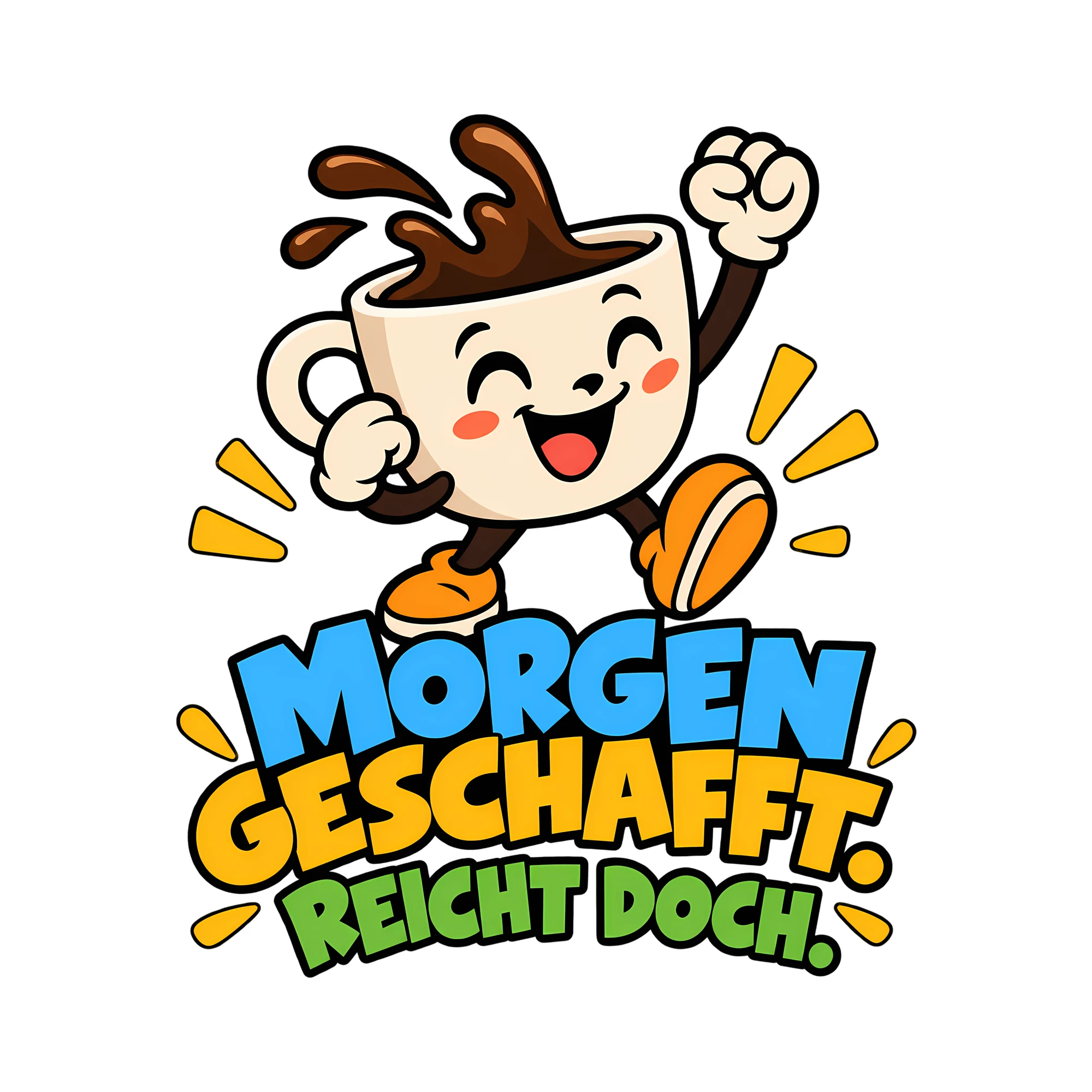 Bügelbild MORGEN GESCHAFFT. REICHT DOCH. als Grafik auf weißem Hintergrund (BB014183)