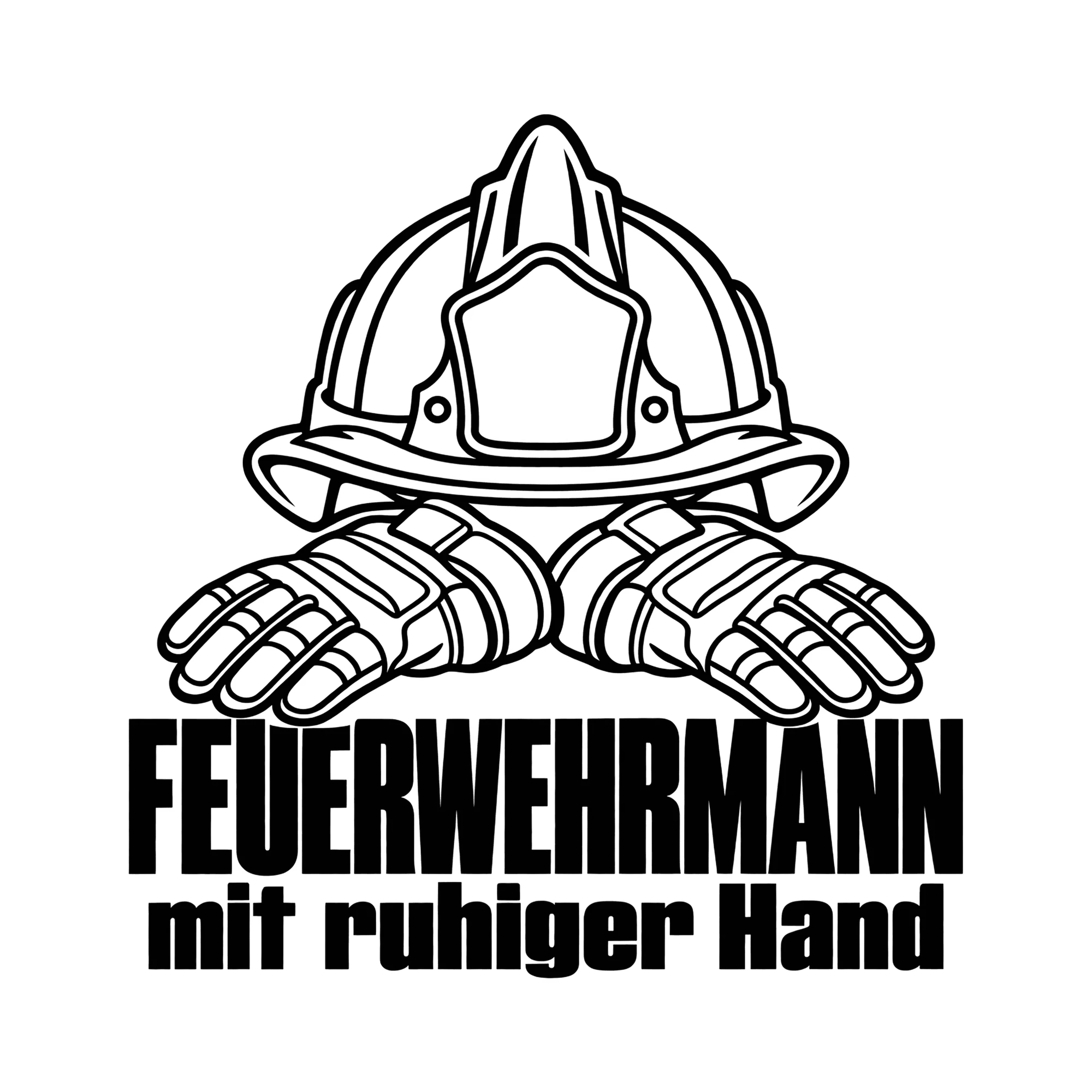 Bügelbild Feuerwehrmann mit ruhiger Hand als Grafik auf weißem Hintergrund (BB011728)