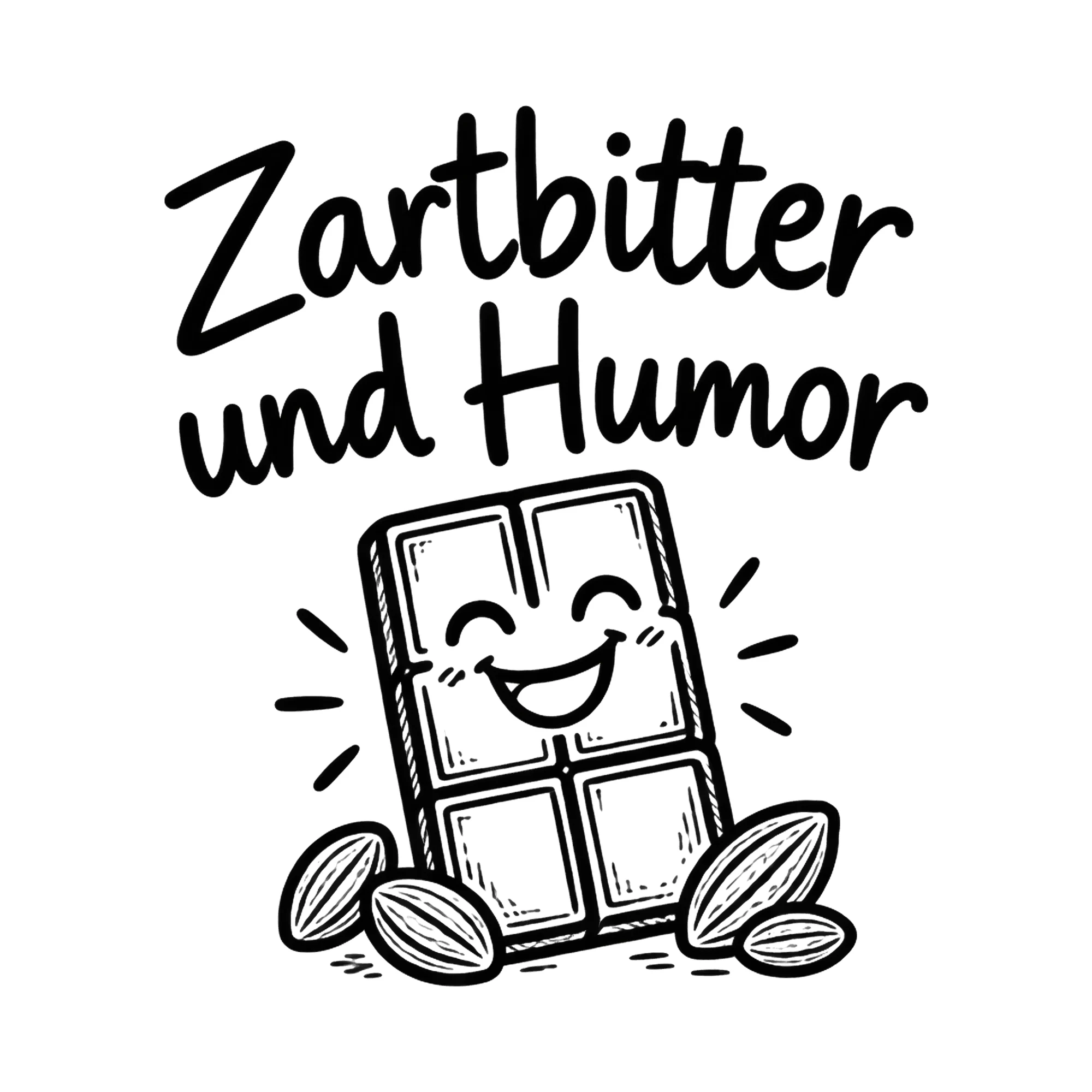 Bügelbild Zartbitter und Humor als Grafik auf weißem Hintergrund (BB019648)
