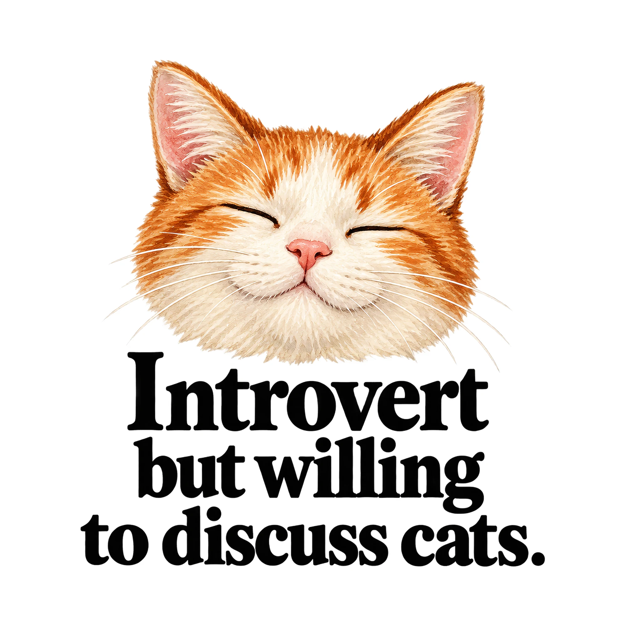 Bügelbild Introvert but willing to discuss cats., Tiere Shirt Spruch als Grafik auf weißem Hintergrund (BB016186)