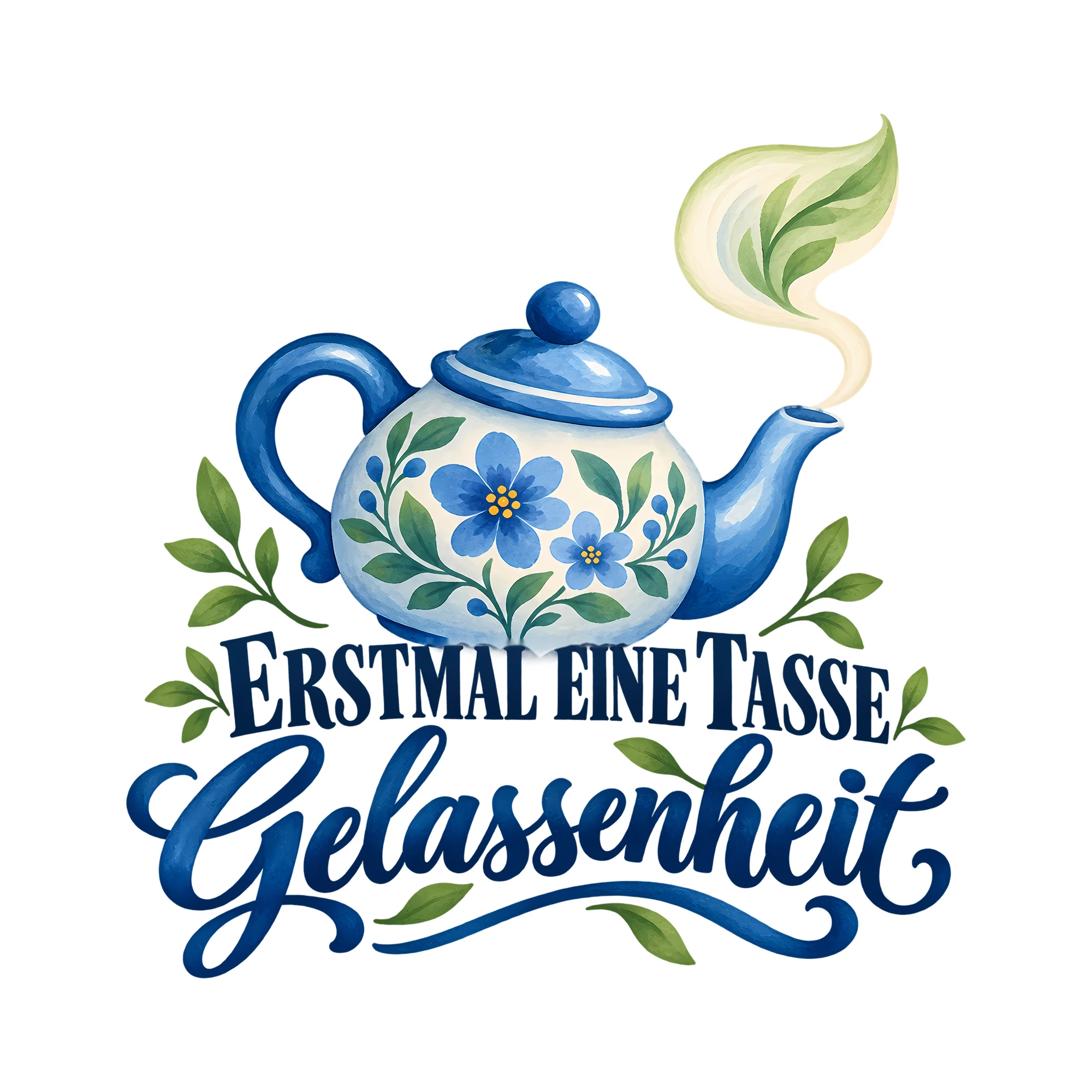 Bügelbild Erstmal eine Tasse Gelassenheit als Grafik auf weißem Hintergrund (BB012132)