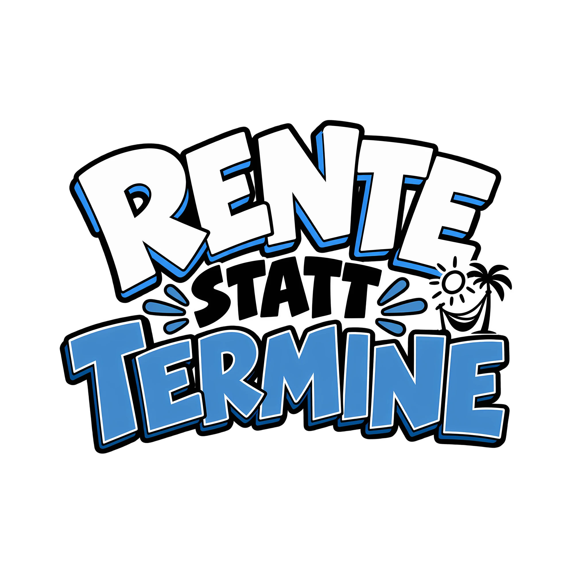 Bügelbild Rente statt Termine als Grafik auf weißem Hintergrund (BB011583)