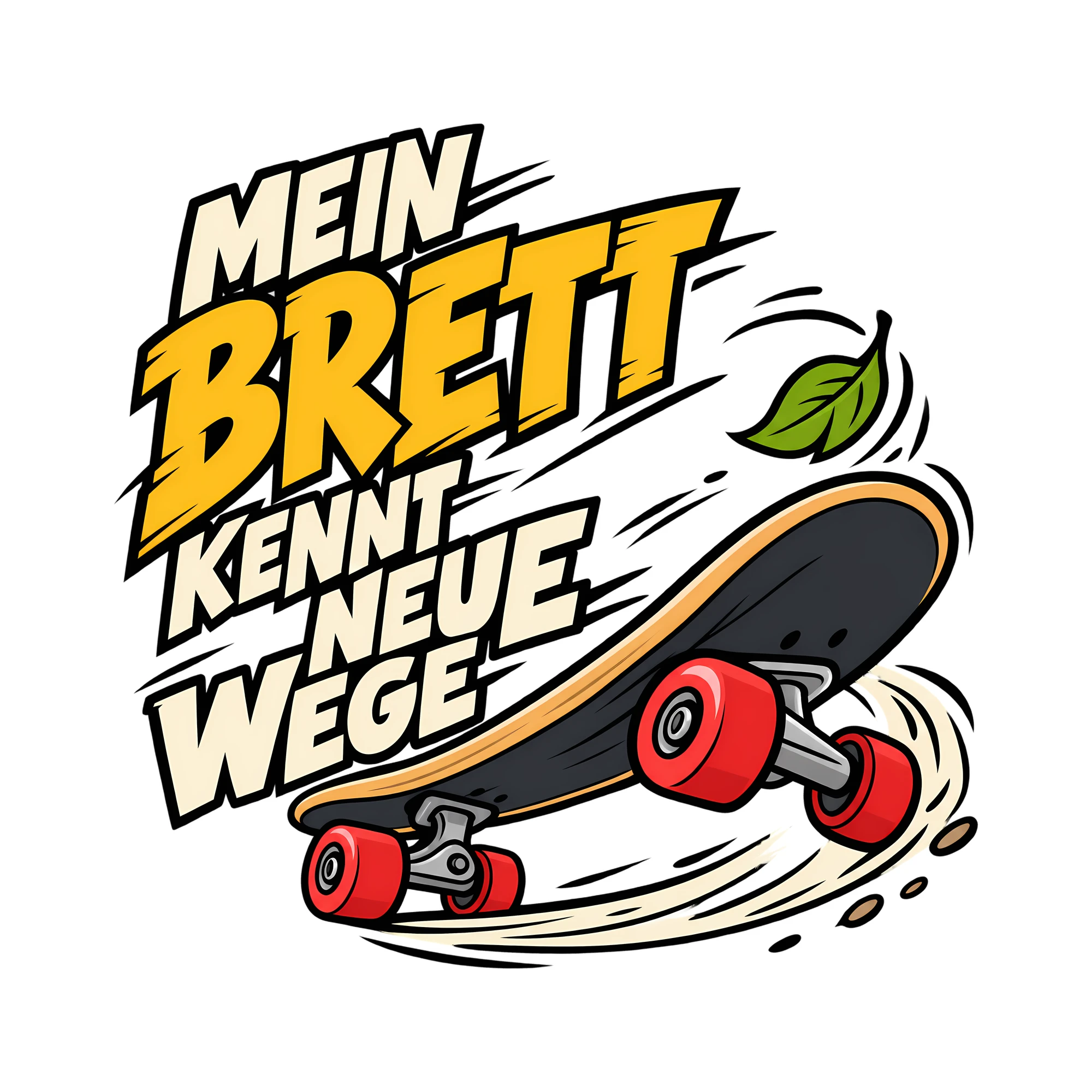 Bügelbild MEIN BRETT KENNT NEUE WEGE als Grafik auf weißem Hintergrund (BB013824)