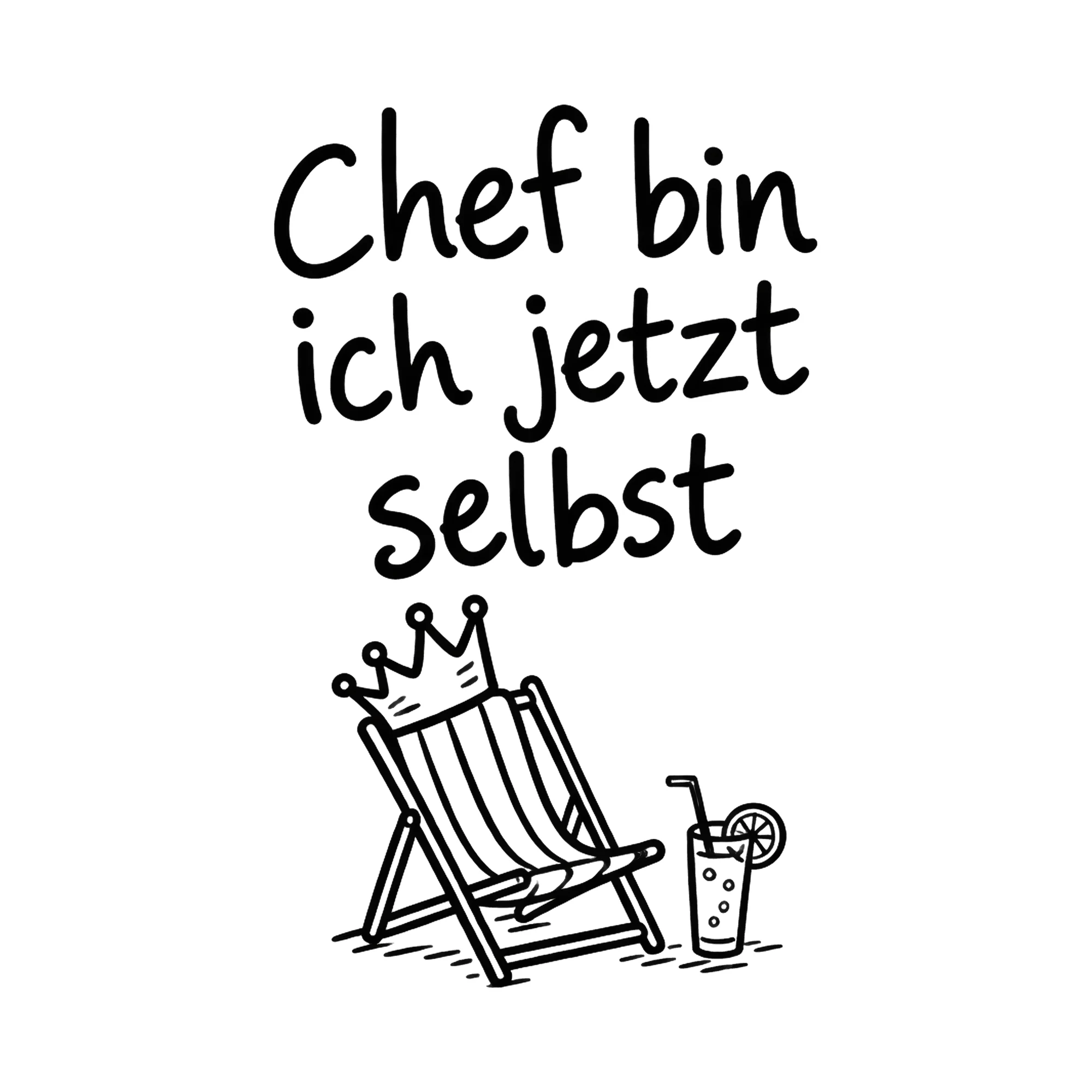 Bügelbild Chef bin ich jetzt selbst als Grafik auf weißem Hintergrund (BB016410)