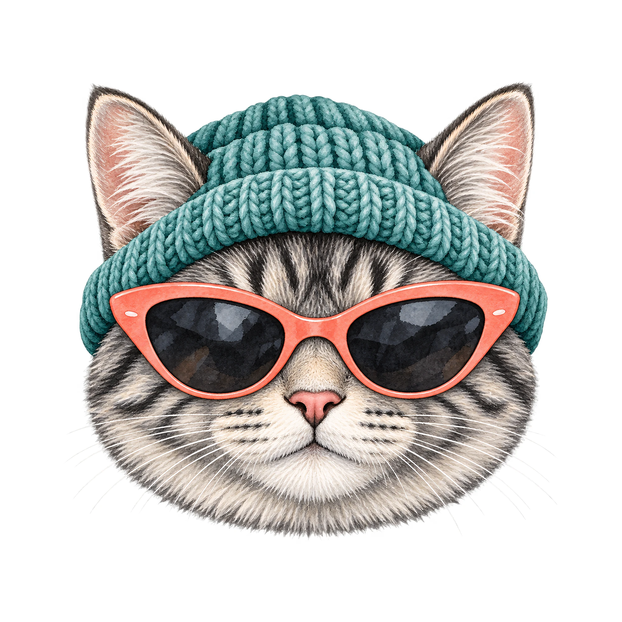 Bügelbild Cool Cat | Tiere Shirt Motiv als Grafik auf weißem Hintergrund (BB016157)