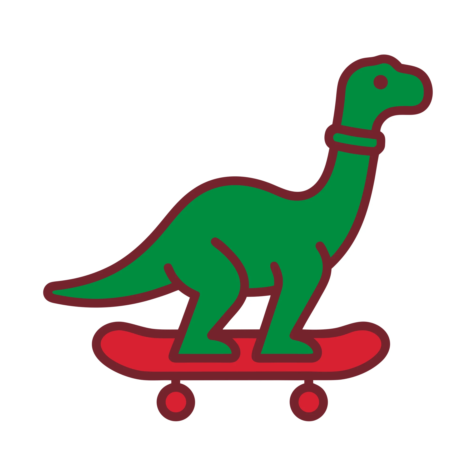 Bügelbild Dino auf Skateboard als Grafik auf weißem Hintergrund (BB010330)