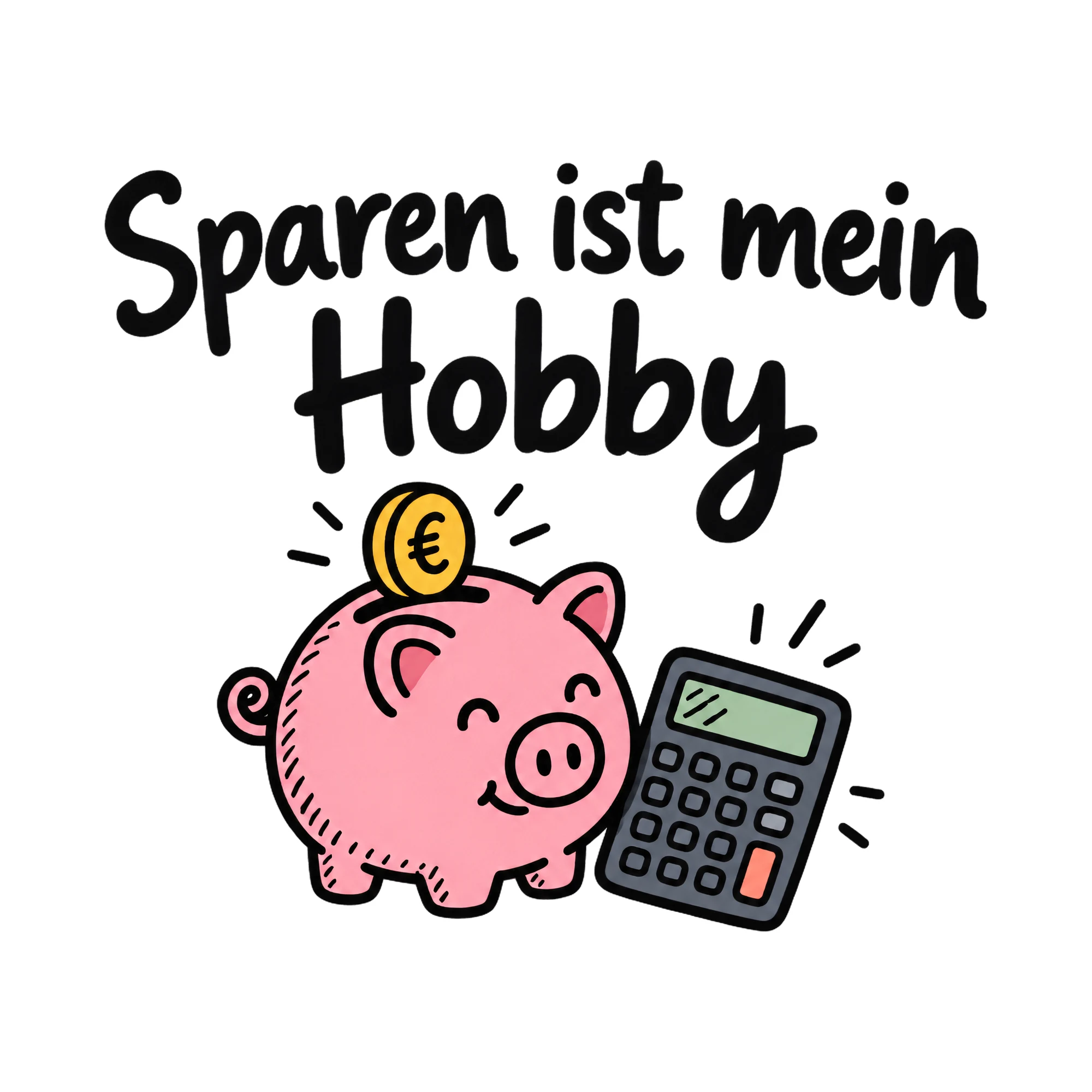 Bügelbild Sparen ist mein Hobby als Grafik auf weißem Hintergrund (BB019896)