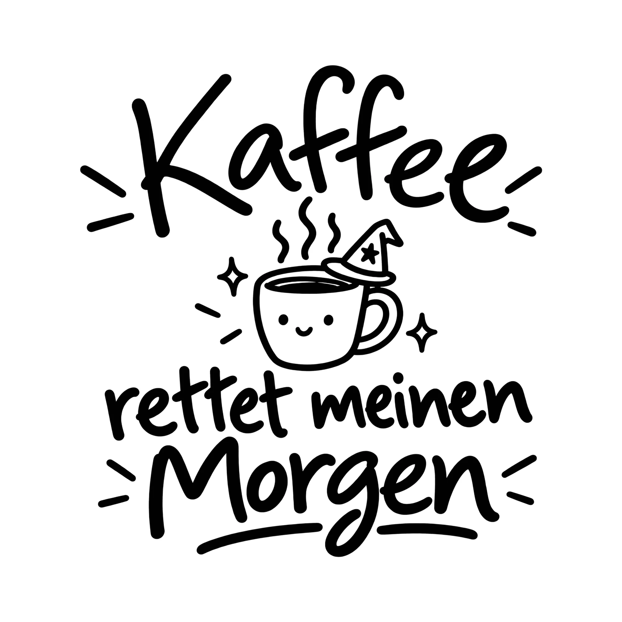 Bügelbild Kaffee rettet meinen Morgen als Grafik auf weißem Hintergrund (BB012177)