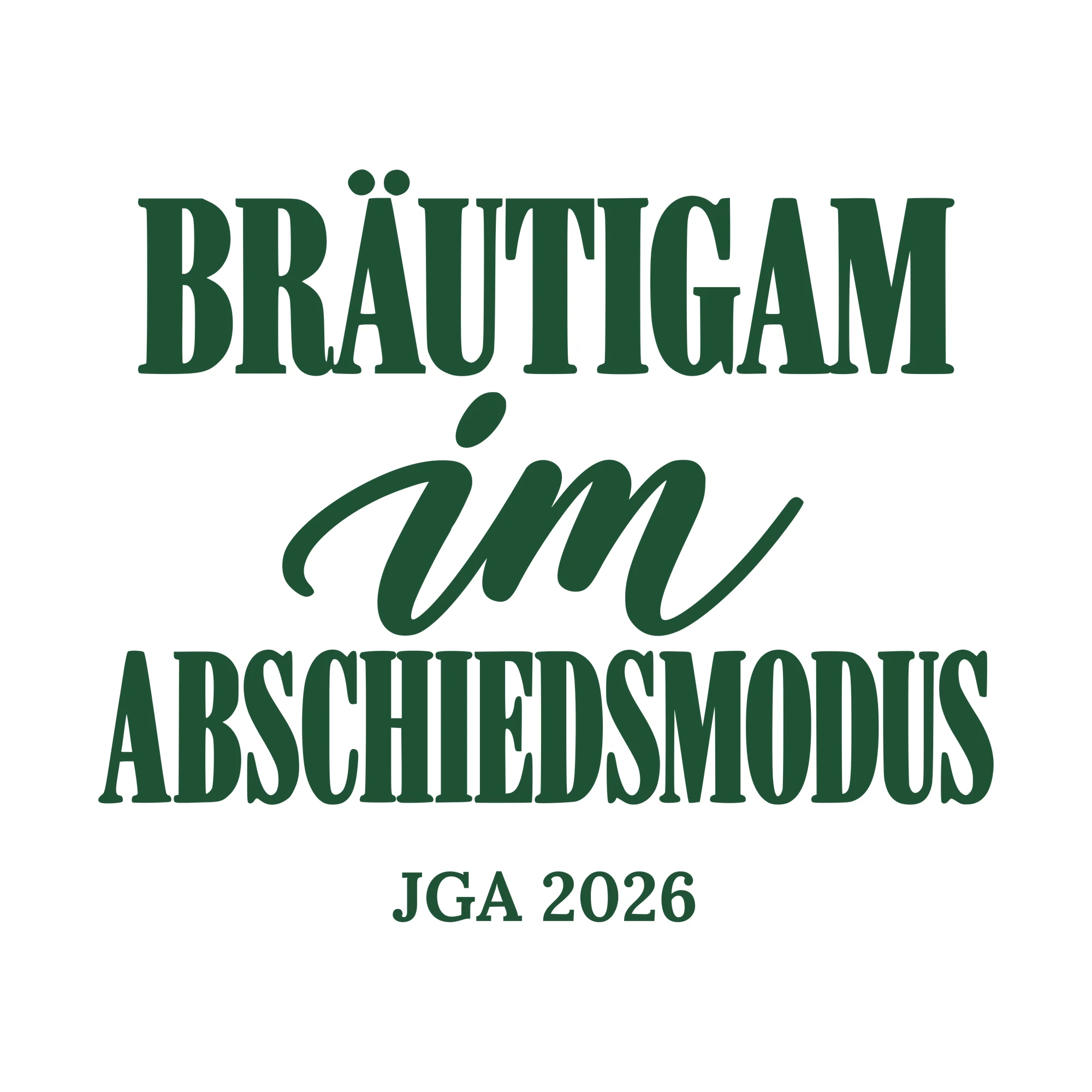 Bügelbild Bräutigam im Abschiedsmodus mit Jahr als Grafik auf weißem Hintergrund (BB010691)