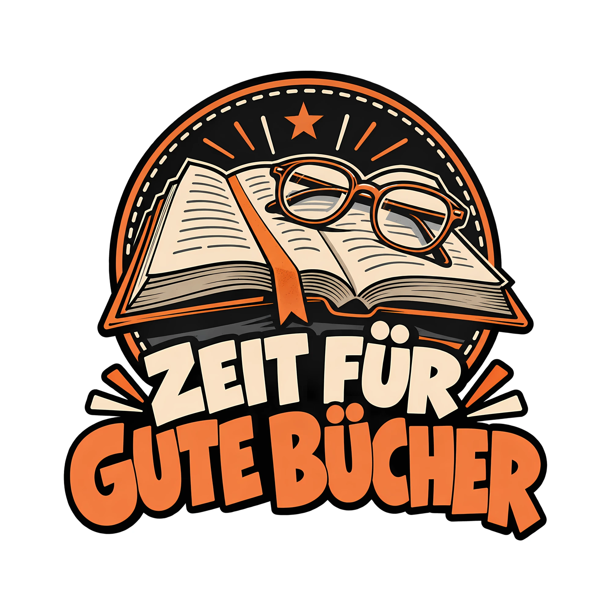 Bügelbild Zeit für gute Bücher als Grafik auf weißem Hintergrund (BB012880)