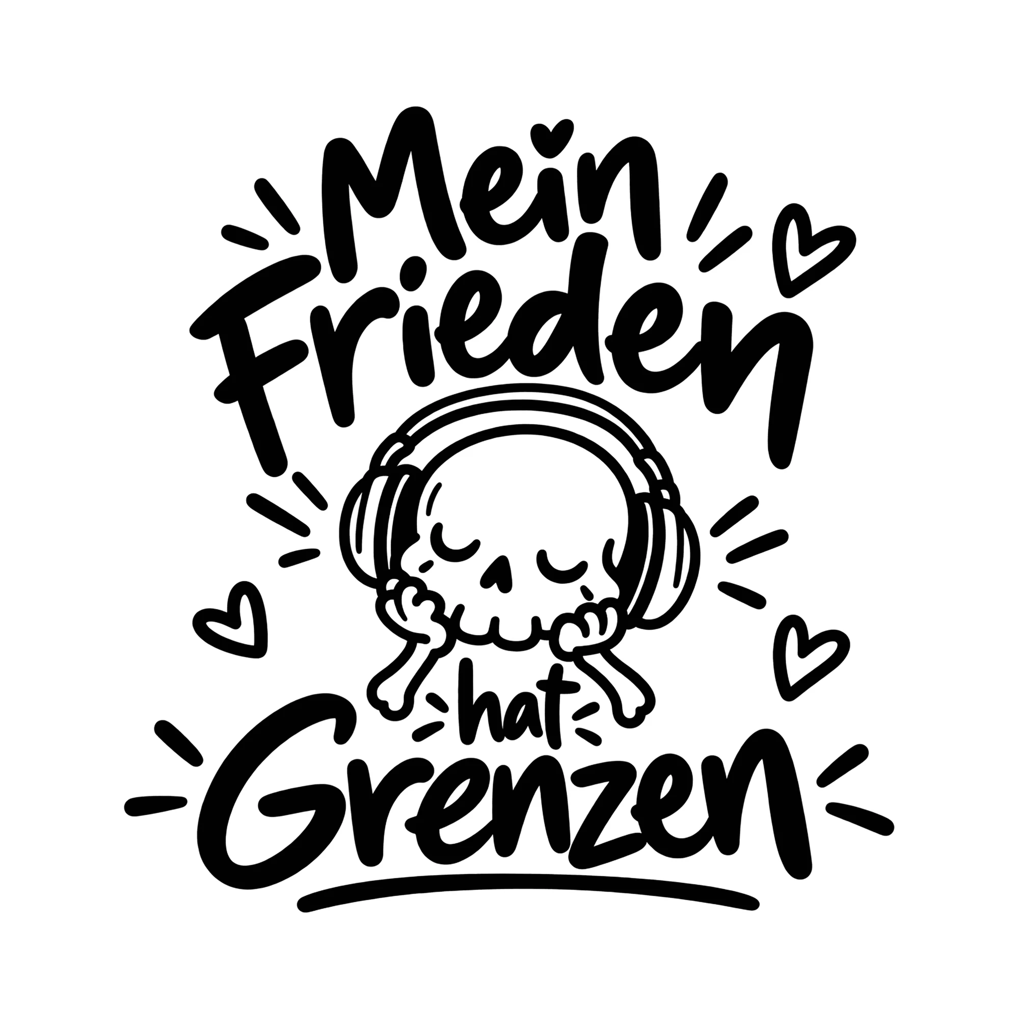 Bügelbild Mein Frieden hat Grenzen als Grafik auf weißem Hintergrund (BB014229)