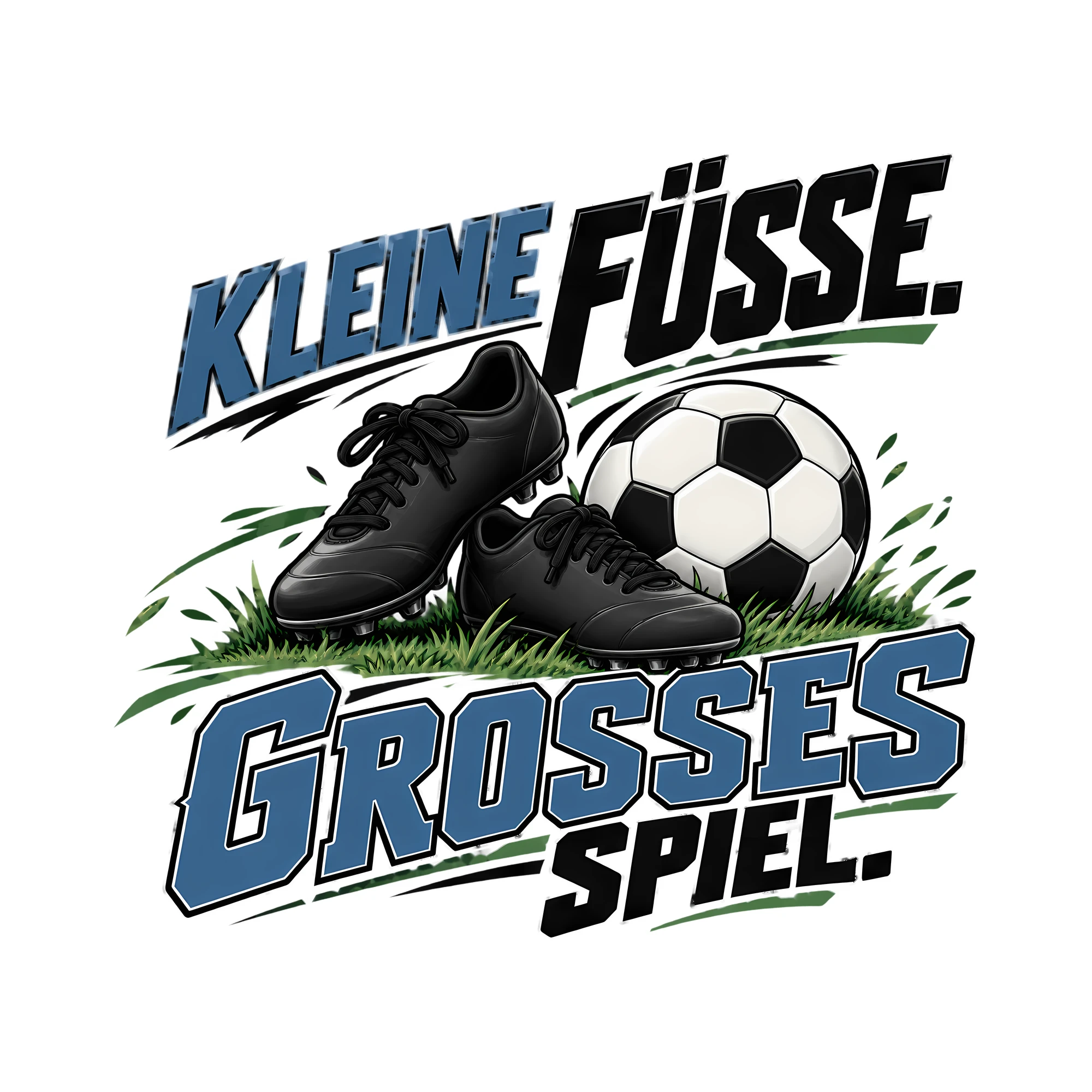 Bügelbild KLEINE FÜSSE. GROSSES SPIEL. als Grafik auf weißem Hintergrund (BB013735)