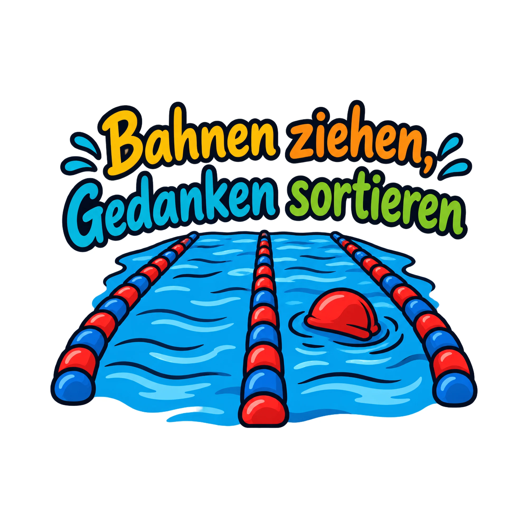 Bügelbild Bahnen ziehen, Gedanken sortieren als Grafik auf weißem Hintergrund (BB019456)