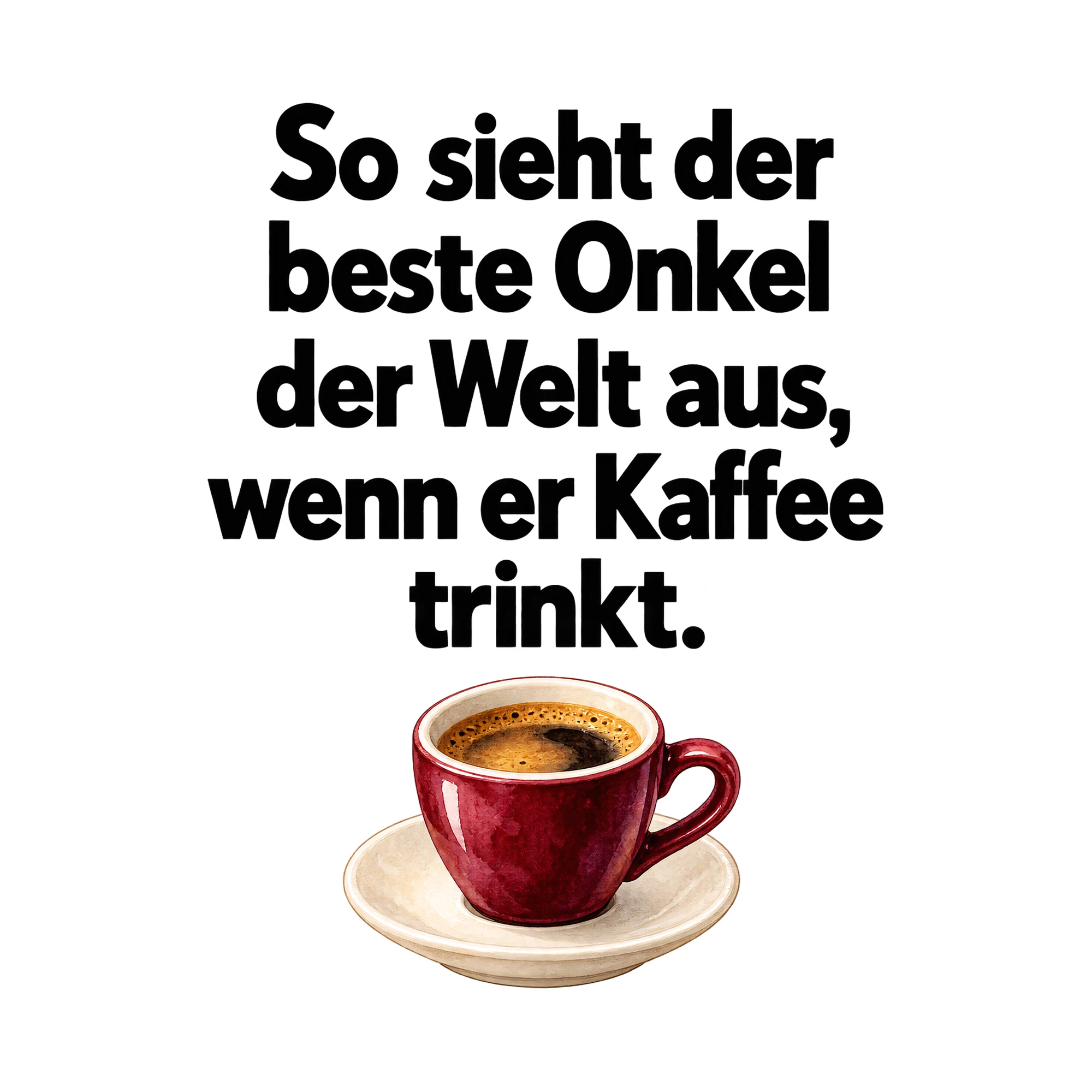 Bügelbild So sieht der beste Onkel der Welt aus, wenn er Kaffee trinkt. als Grafik auf weißem Hintergrund (BB015469)