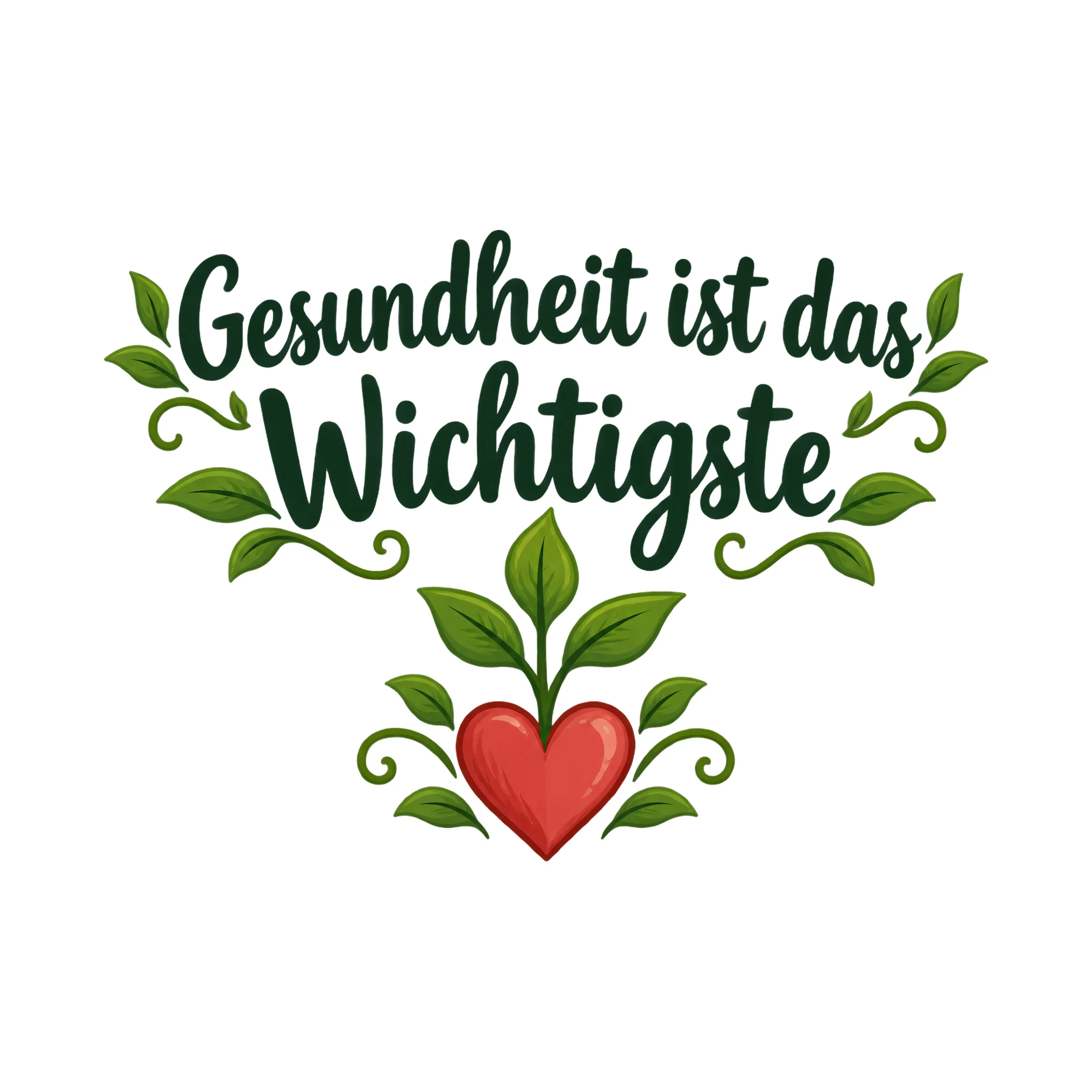 Bügelbild Gesundheit ist das Wichtigste, Beruf Shirt Spruch als Grafik auf weißem Hintergrund (BB020220)