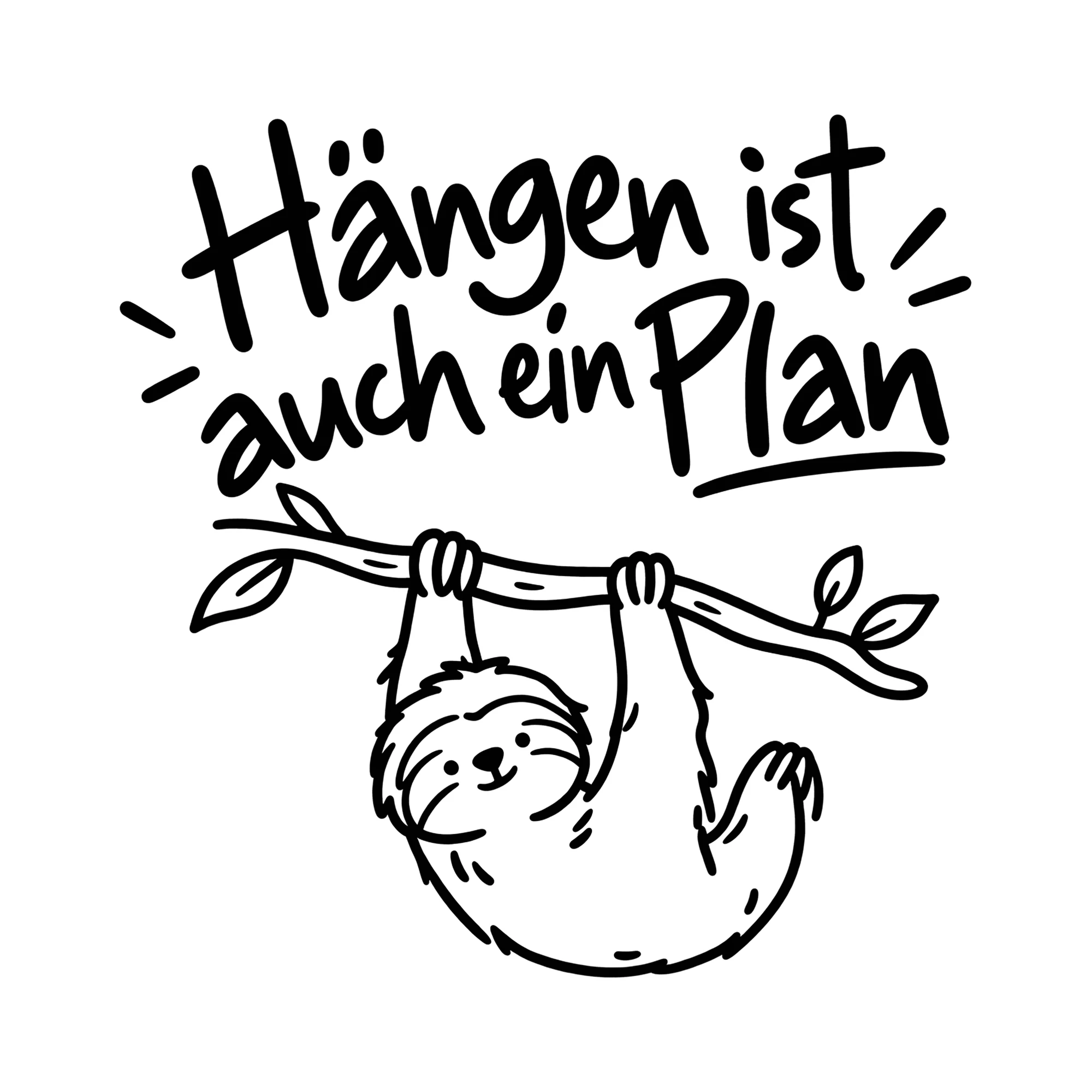 Bügelbild Hängen ist auch ein Plan als Grafik auf weißem Hintergrund (BB012982)