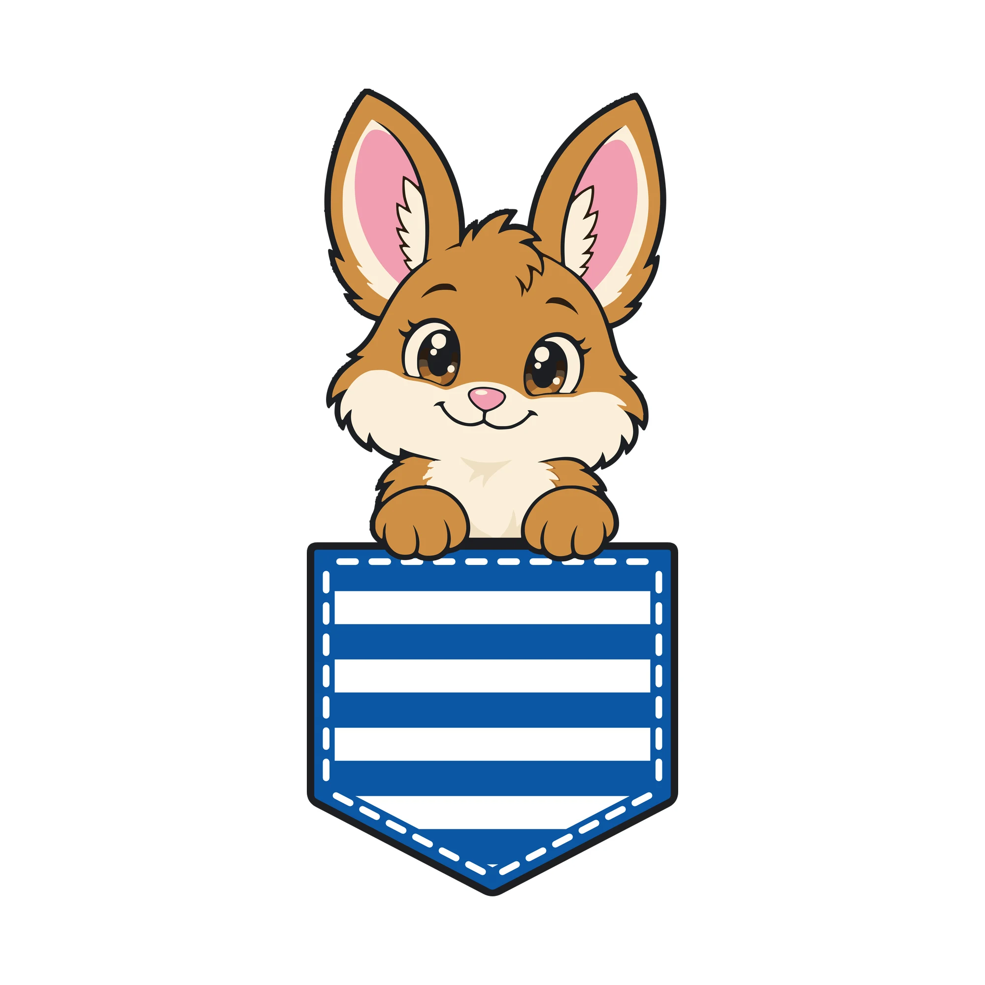 Bügelbild Brusttasche Hase als Grafik auf weißem Hintergrund (BB010656)