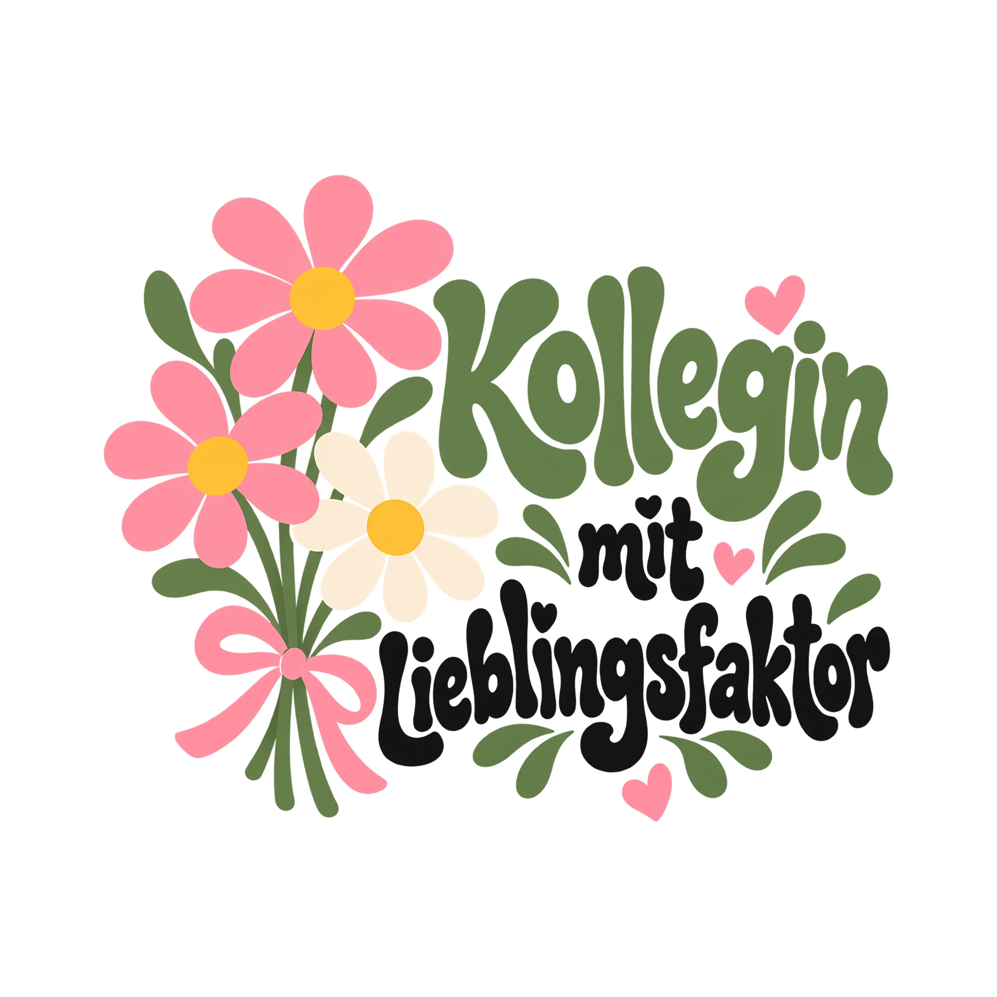 Bügelbild Kollegin mit Lieblingsfaktor als Grafik auf weißem Hintergrund (BB011720)