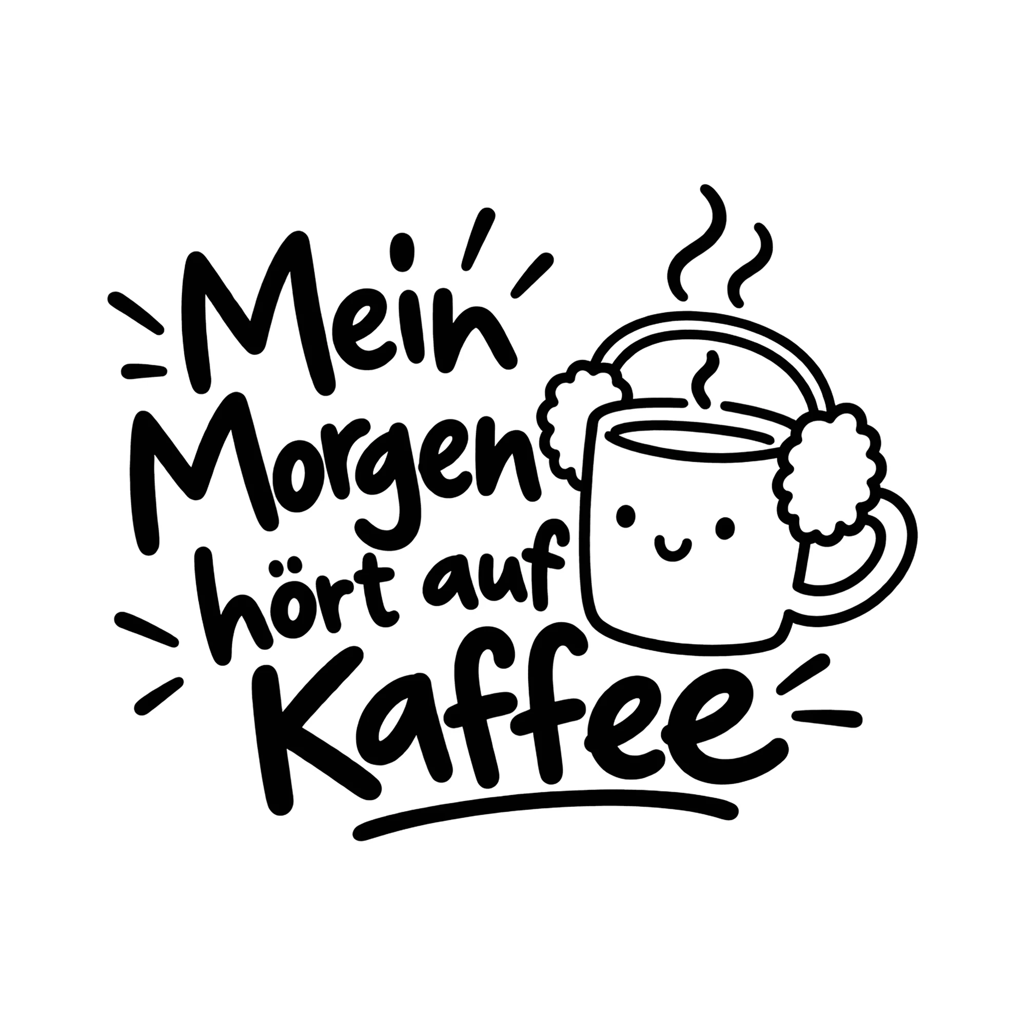 Bügelbild Mein Morgen hört auf Kaffee als Grafik auf weißem Hintergrund (BB012153)