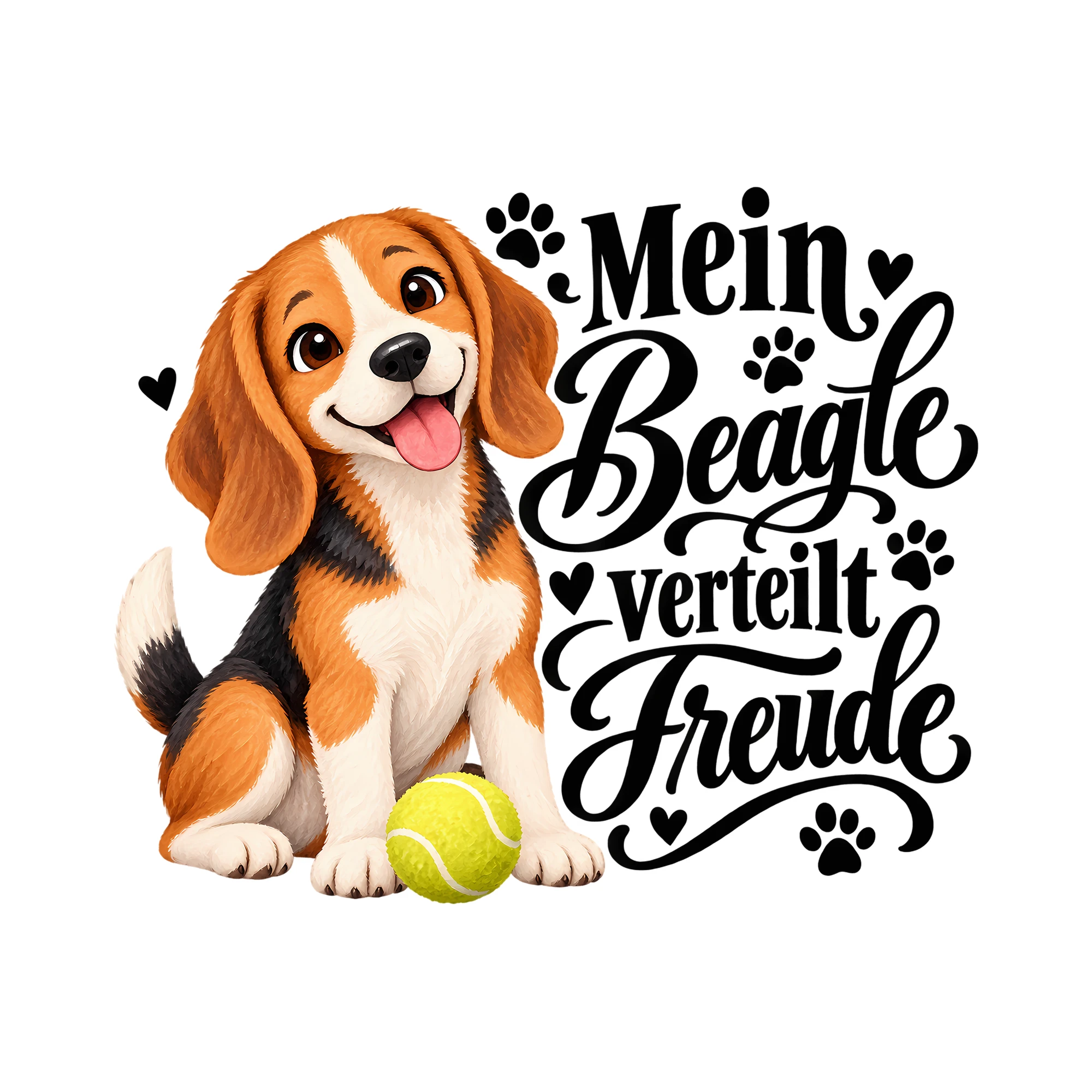 Bügelbild Mein Beagle verteilt Freude als Grafik auf weißem Hintergrund (BB013092)