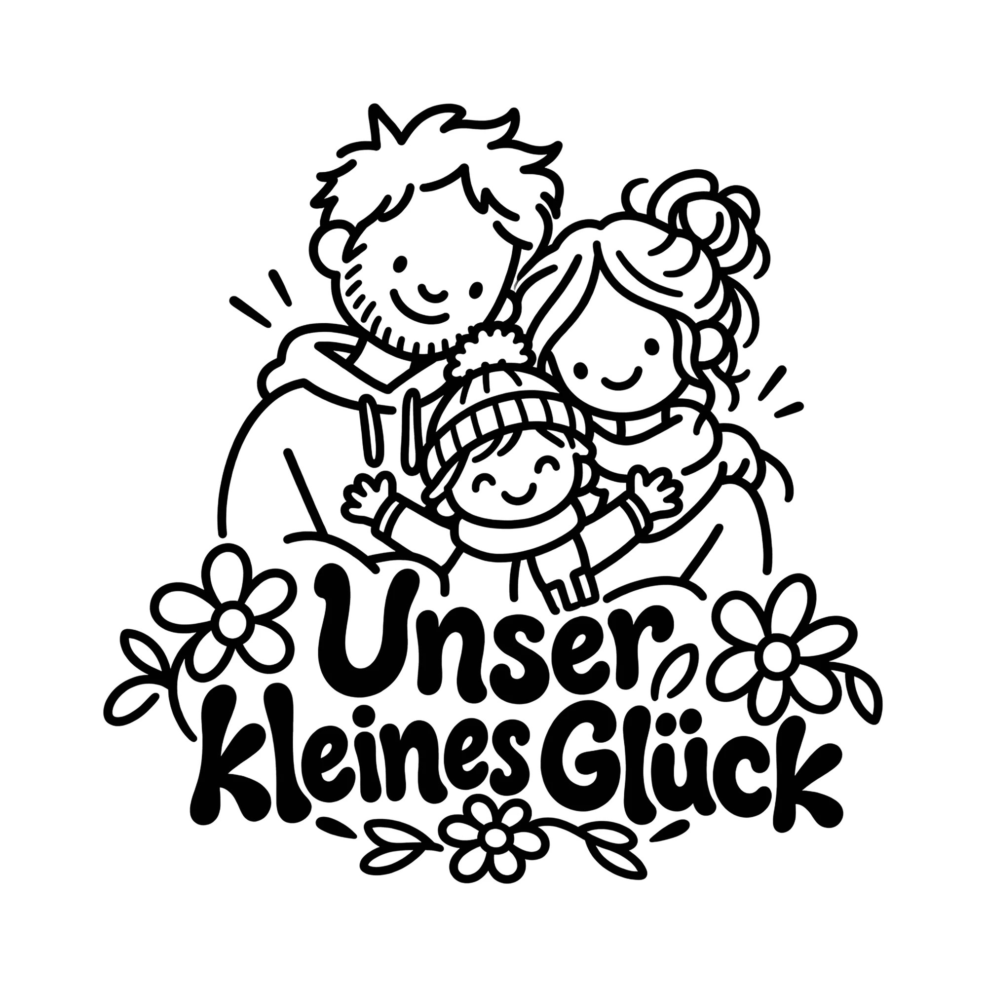 Bügelbild Unser kleines Glück als Grafik auf weißem Hintergrund (BB013427)