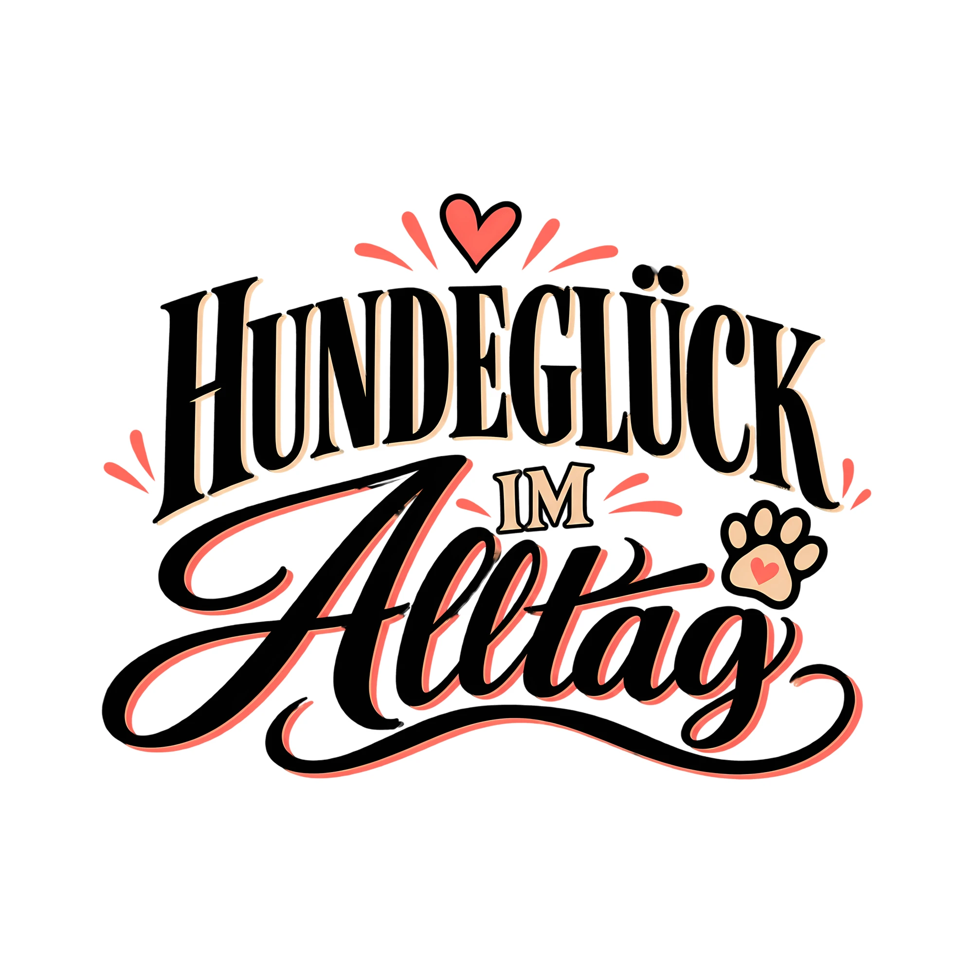 Bügelbild Hundeglück im Alltag als Grafik auf weißem Hintergrund (BB012863)