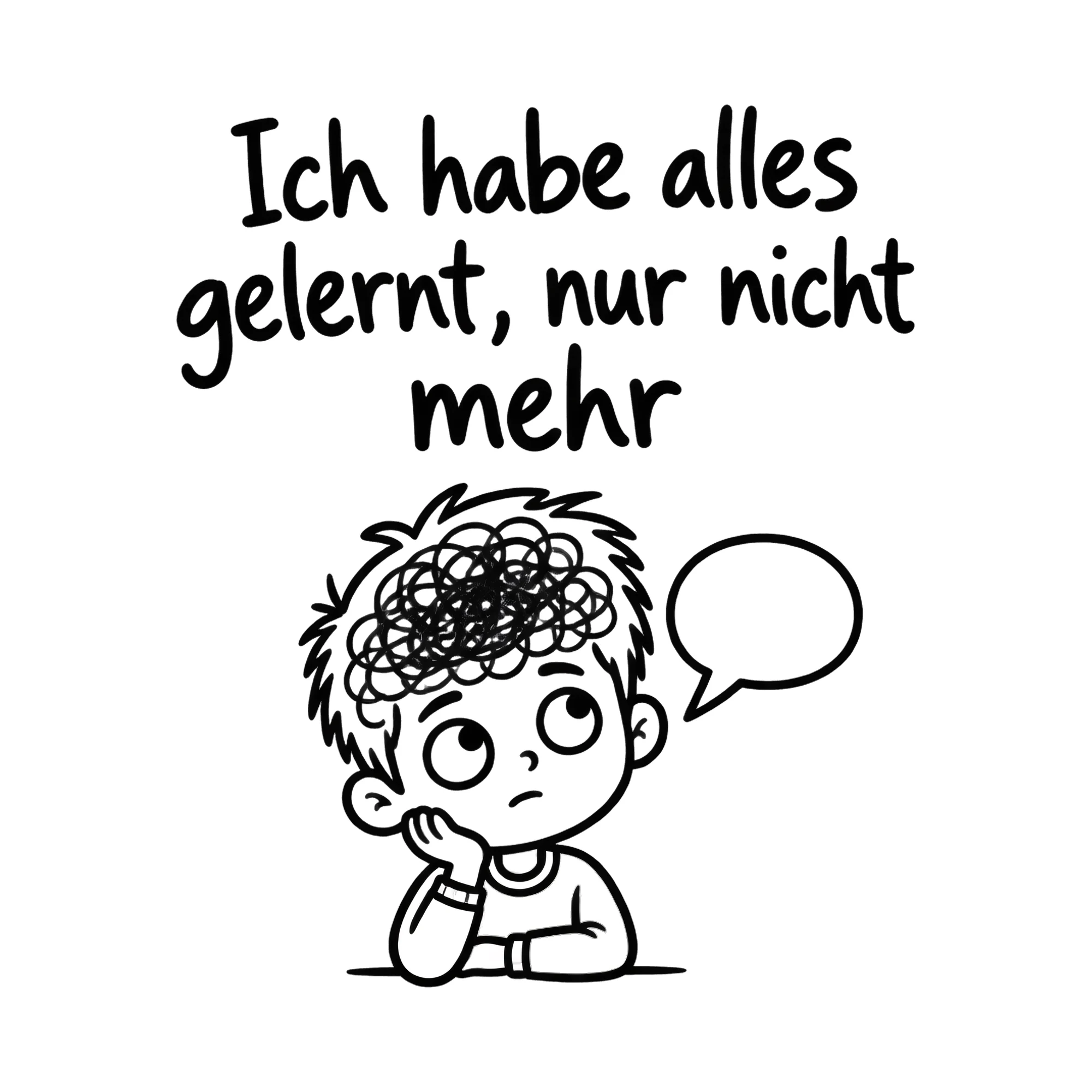 Bügelbild Ich habe alles gelernt, nur nicht mehr, Lustiger Shirt Spruch als Grafik auf weißem Hintergrund (BB020124)