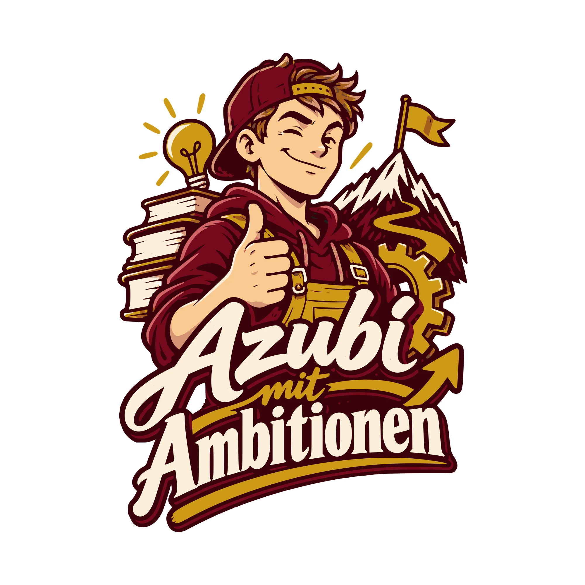 Bügelbild Azubi mit Ambitionen als Grafik auf weißem Hintergrund (BB011107)