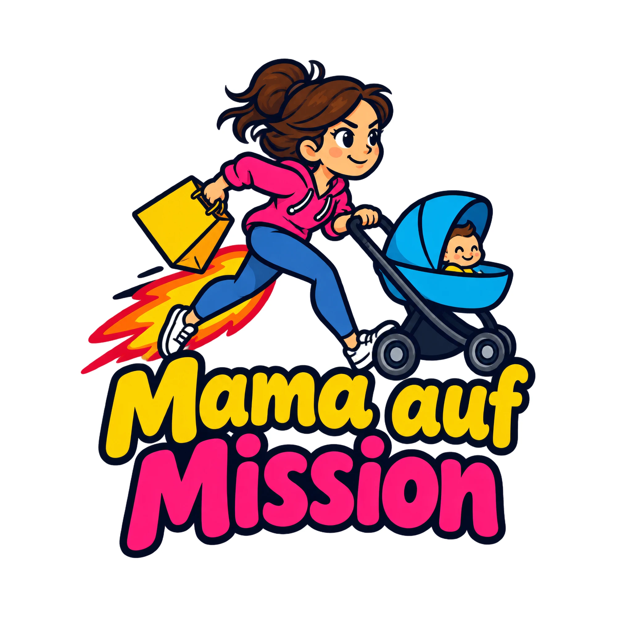 Bügelbild Mama auf Mission als Grafik auf weißem Hintergrund (BB019186)