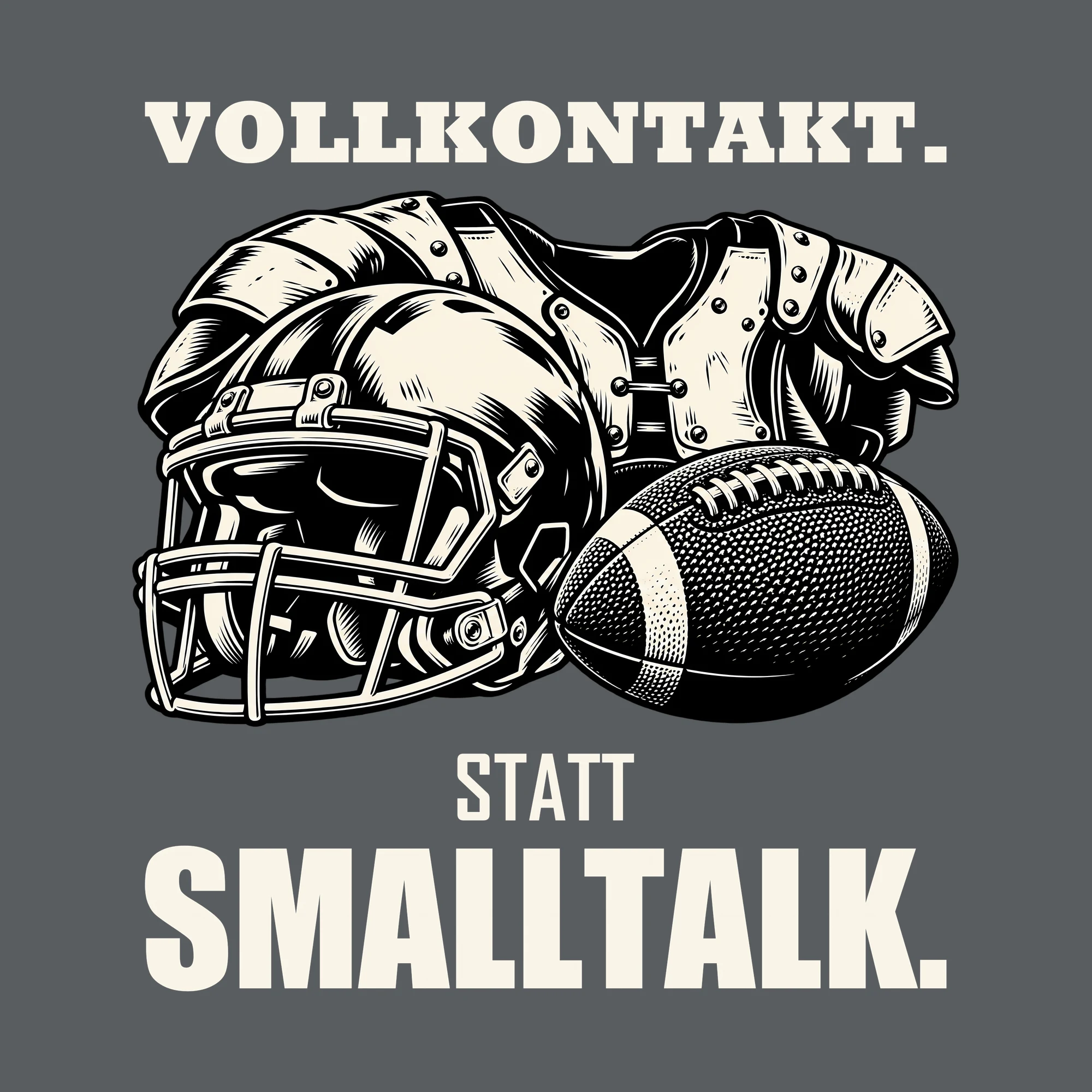 Bügelbild VOLLKONTAKT. STATT SMALLTALK. als Grafik auf dunklem Hintergrund (BB013715)