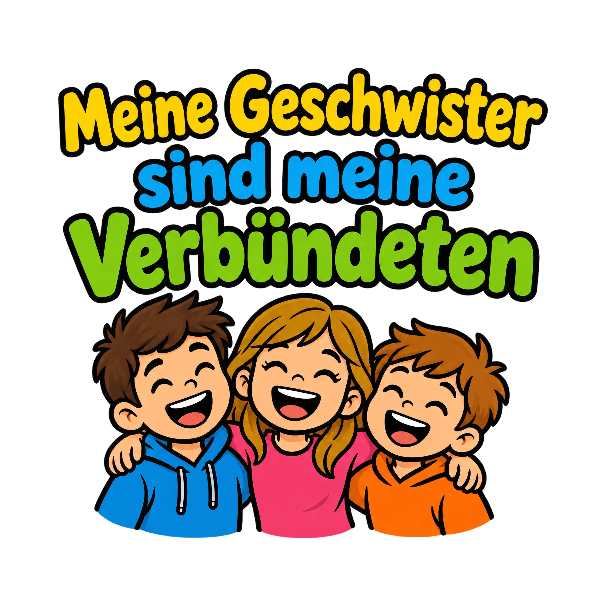 Bügelbild Meine Geschwister sind meine Verbündeten, Mama Papa Shirt Spruch als Grafik auf weißem Hintergrund (BB018682)