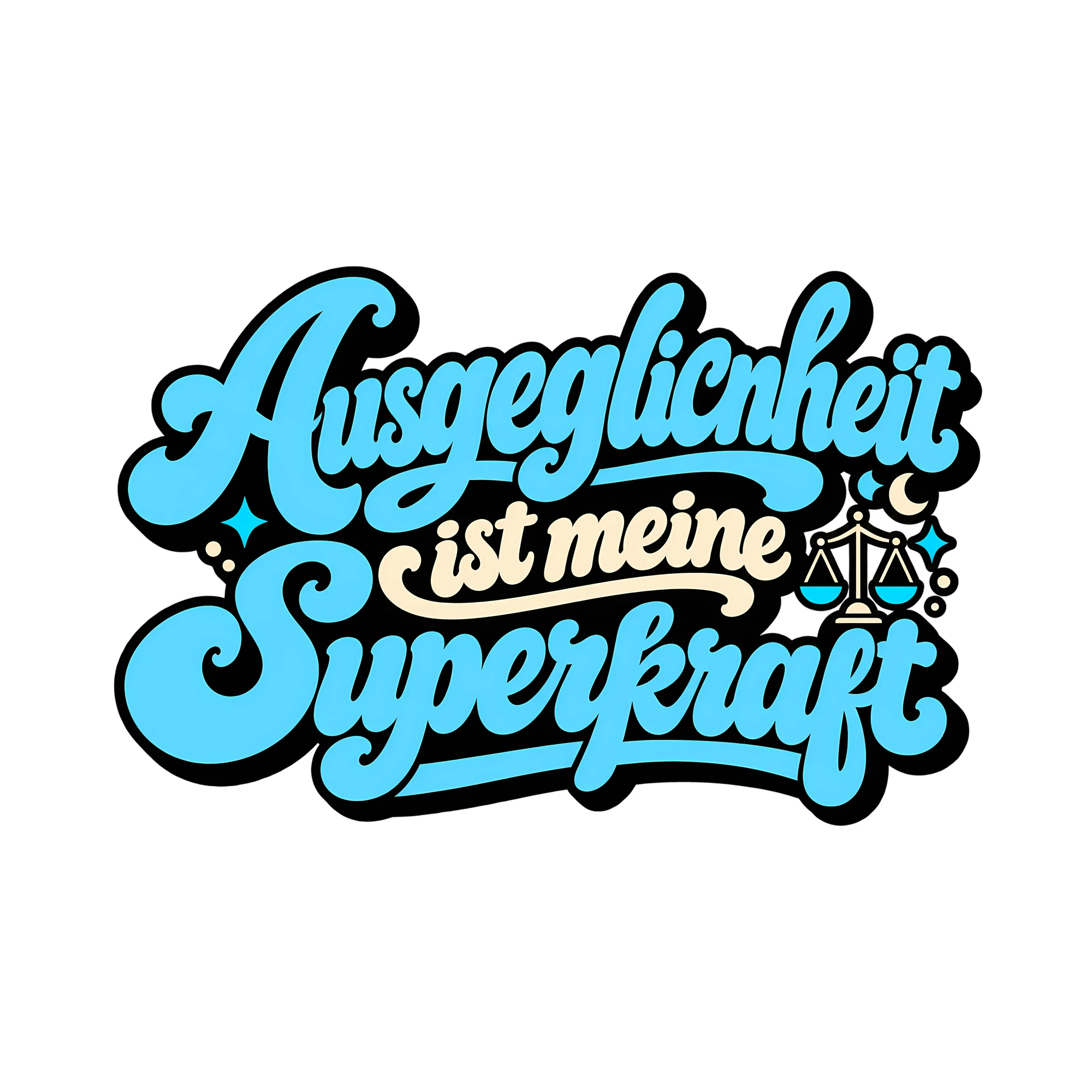Bügelbild Ausgeglichenheit ist meine Superkraft als Grafik auf weißem Hintergrund (BB014143)