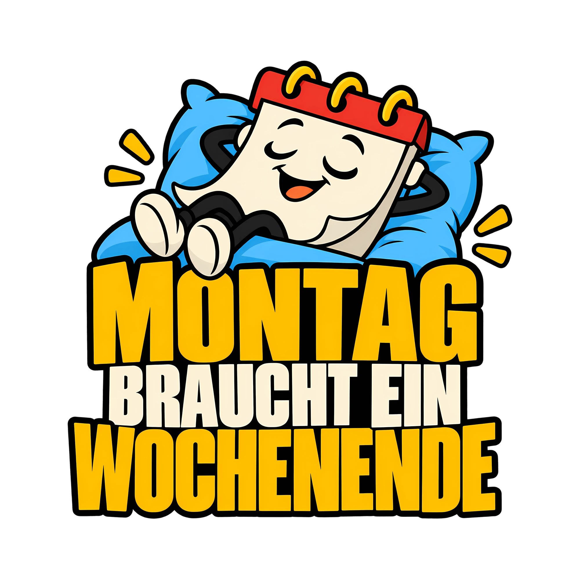 Bügelbild MONTAG BRAUCHT EIN WOCHENENDE als Grafik auf weißem Hintergrund (BB011628)