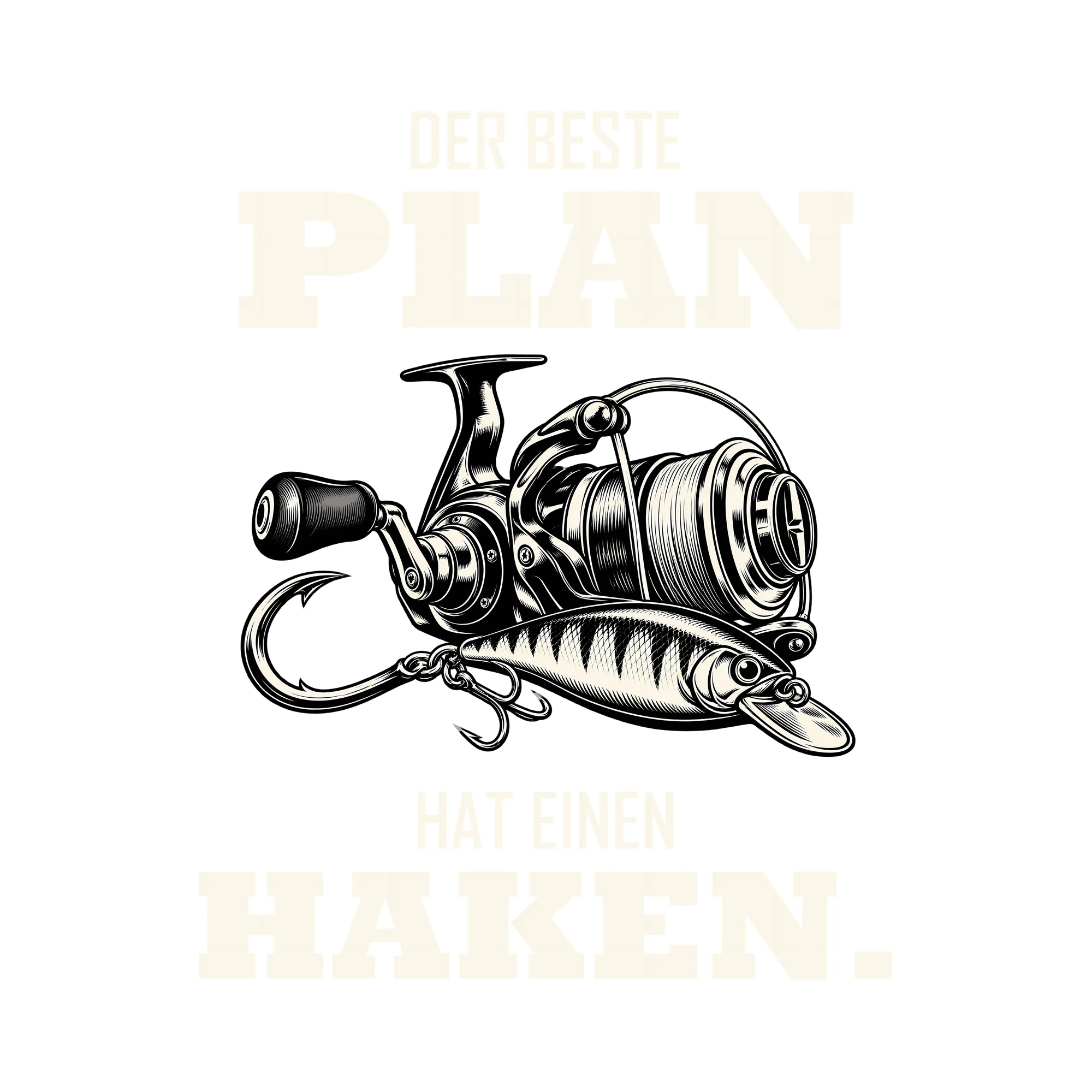 Bügelbild DER BESTE PLAN HAT EINEN HAKEN. als Grafik auf weißem Hintergrund (BB012694)