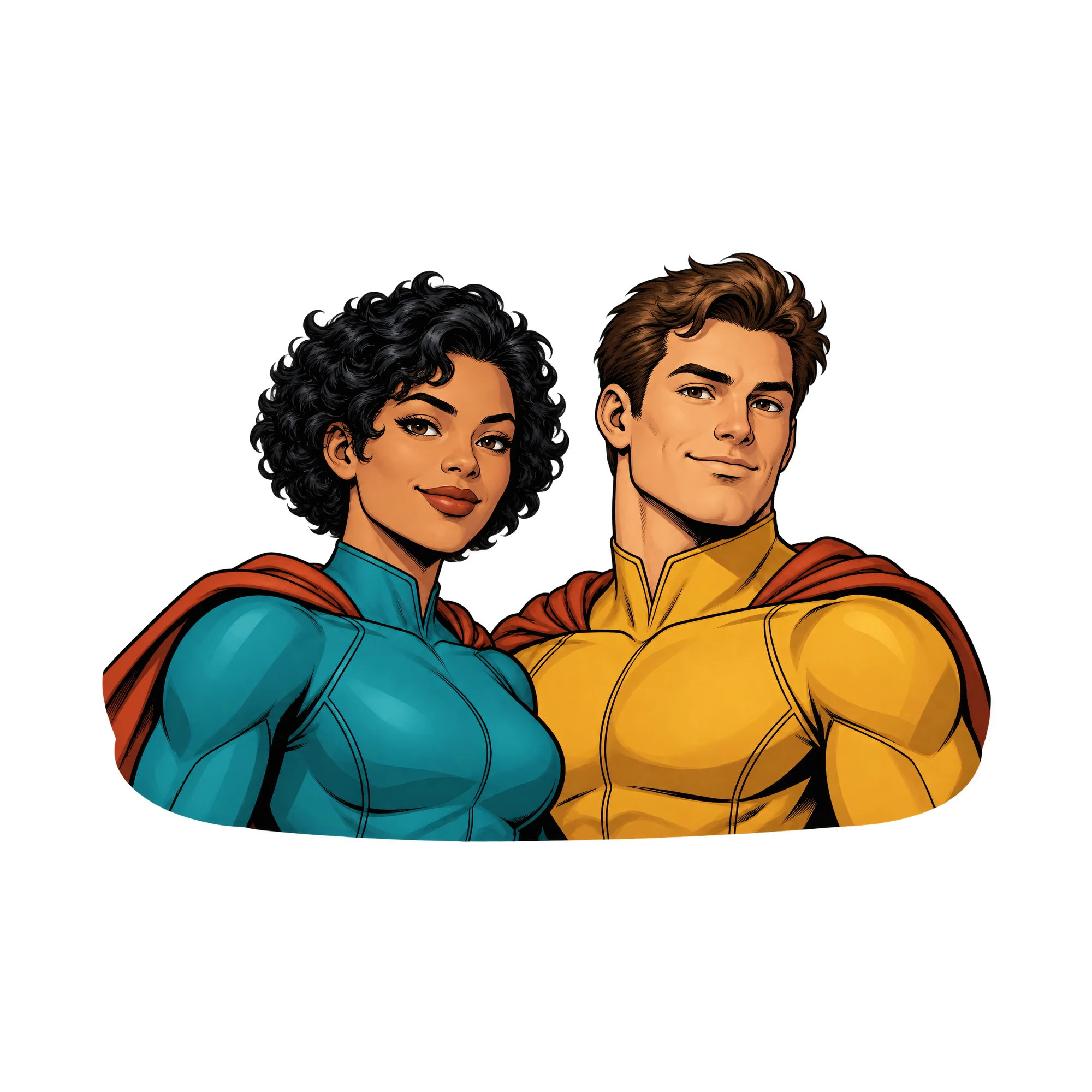 Bügelbild Superheroes With Cape, Lustiger Shirt Motiv als Grafik auf weißem Hintergrund (BB015879)