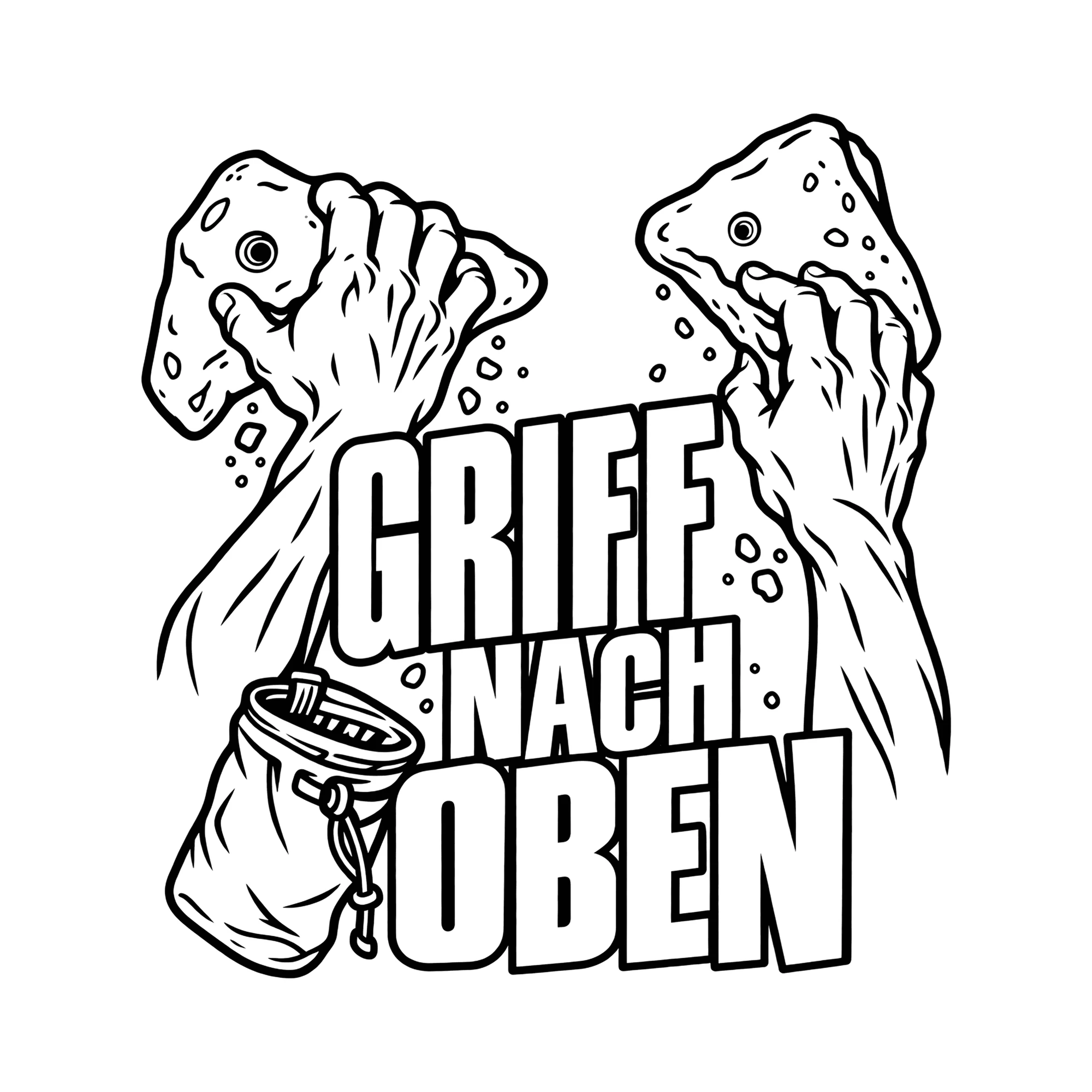Bügelbild GRIFF NACH OBEN als Grafik auf weißem Hintergrund (BB014197)