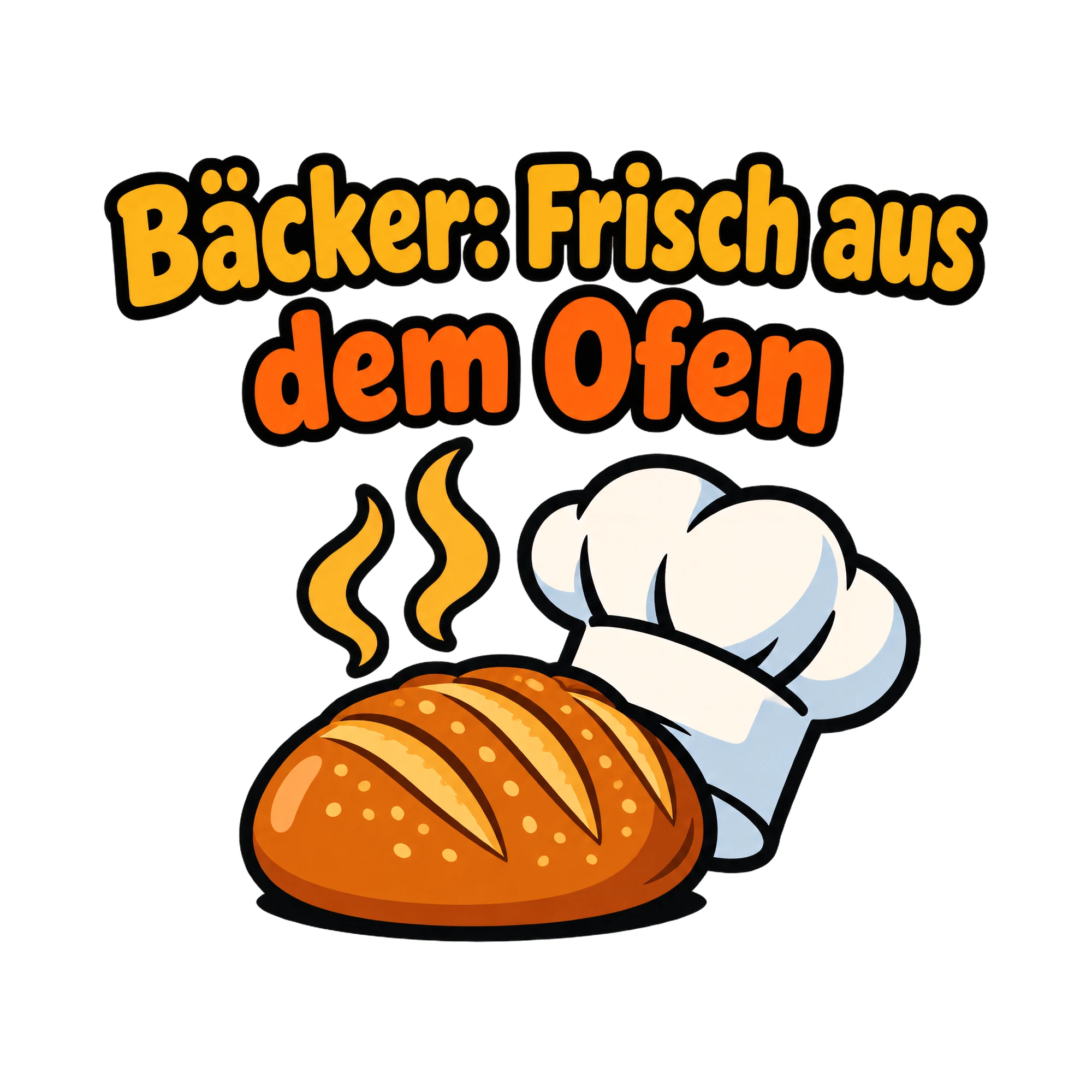 Bügelbild Bäcker: Frisch aus dem Ofen, Beruf Shirt Spruch als Grafik auf weißem Hintergrund (BB020278)