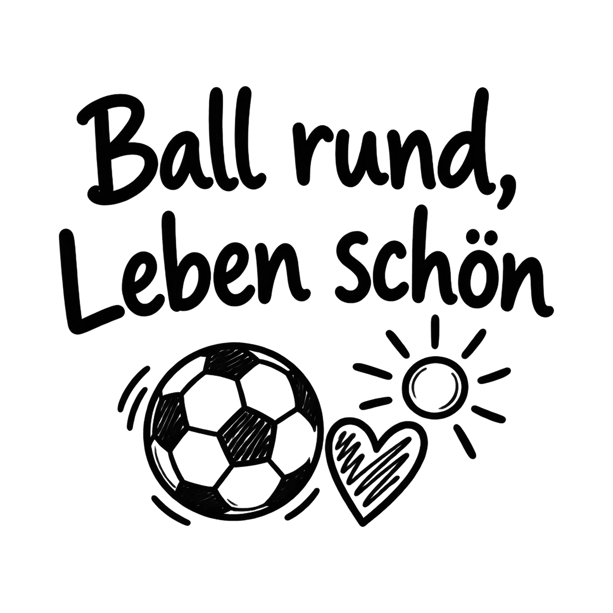 Bügelbild Ball rund, Leben schön als Grafik auf weißem Hintergrund (BB020395)